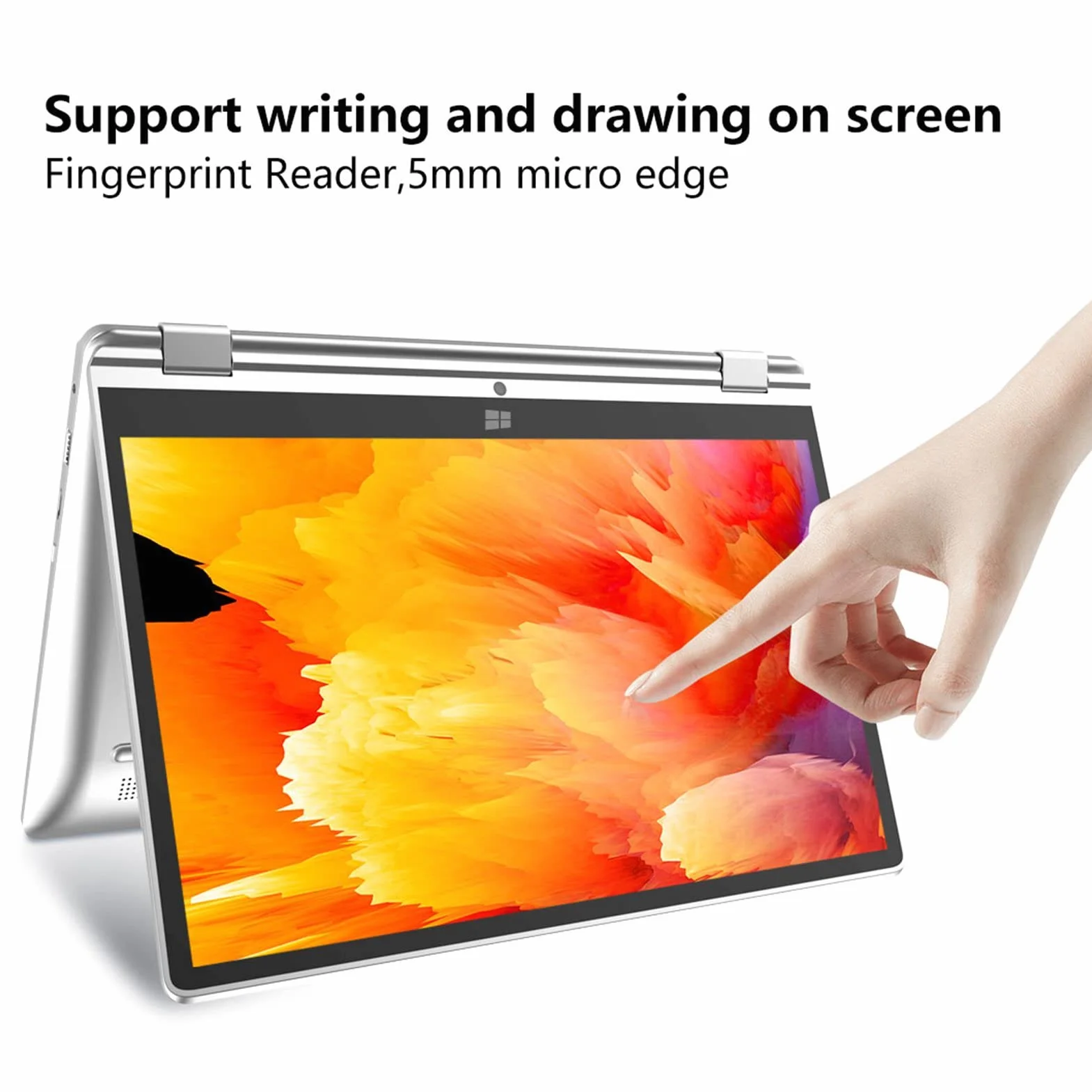 Laptop 2 w 1, Laptop z Ekranem Dotykowym 13,3 Cala Obracanym o 360 °, 1920x1080 16G LPDDR4 256G SSD, Obsługa WIFI, BT, Rozpoznawanie Linii Papilarnych, dla Windows11