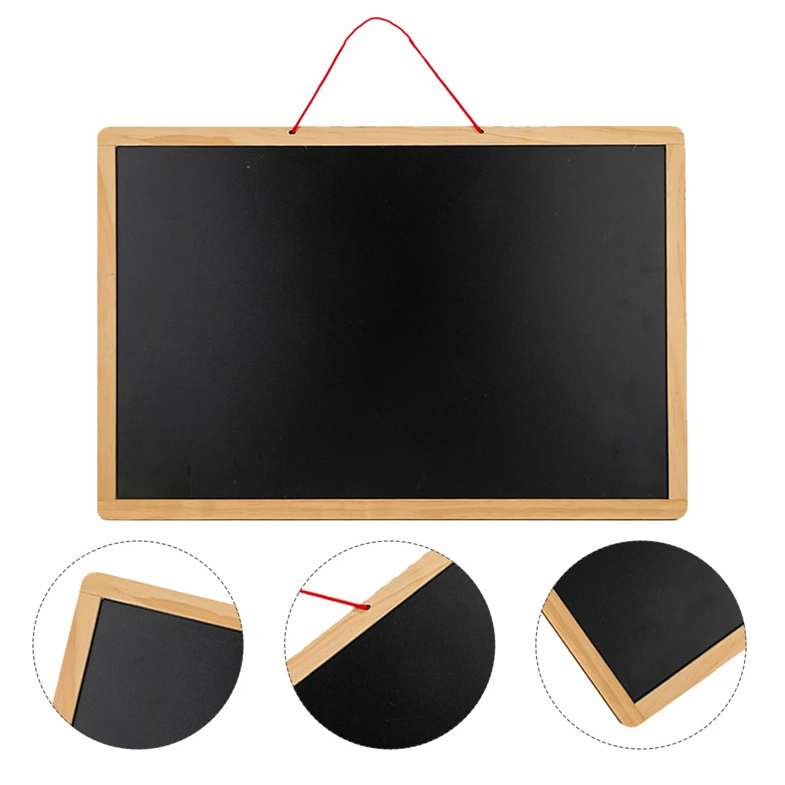 Tableau Noir Double Face Bois avec Corde Suspendue pour Notes et Messages