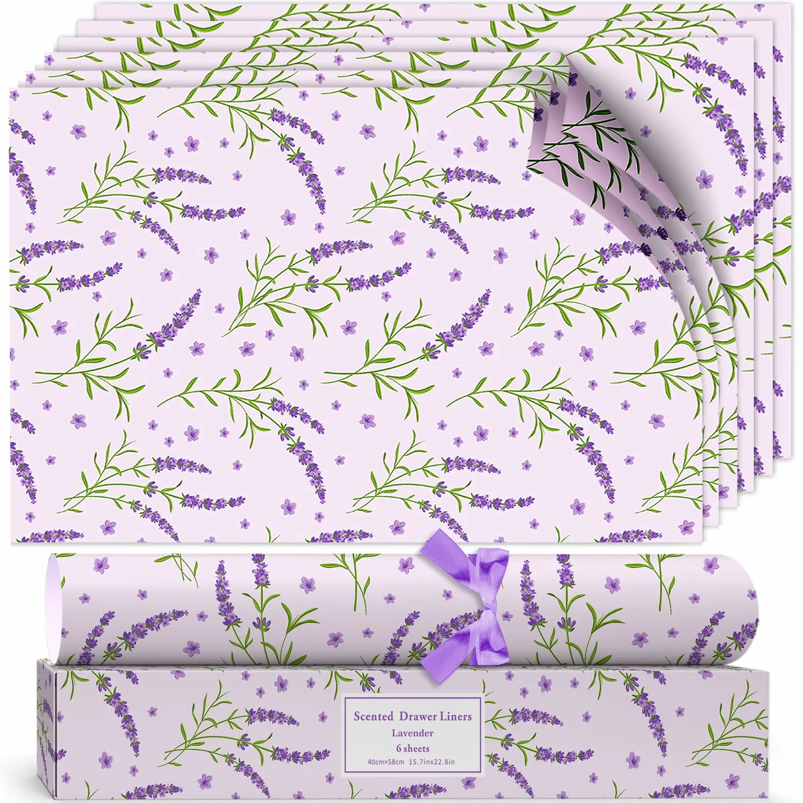 SCENTORINI Papiers Parfumés Tapis de Fond Lavande 36.5 x 50 cm 6 Feuilles