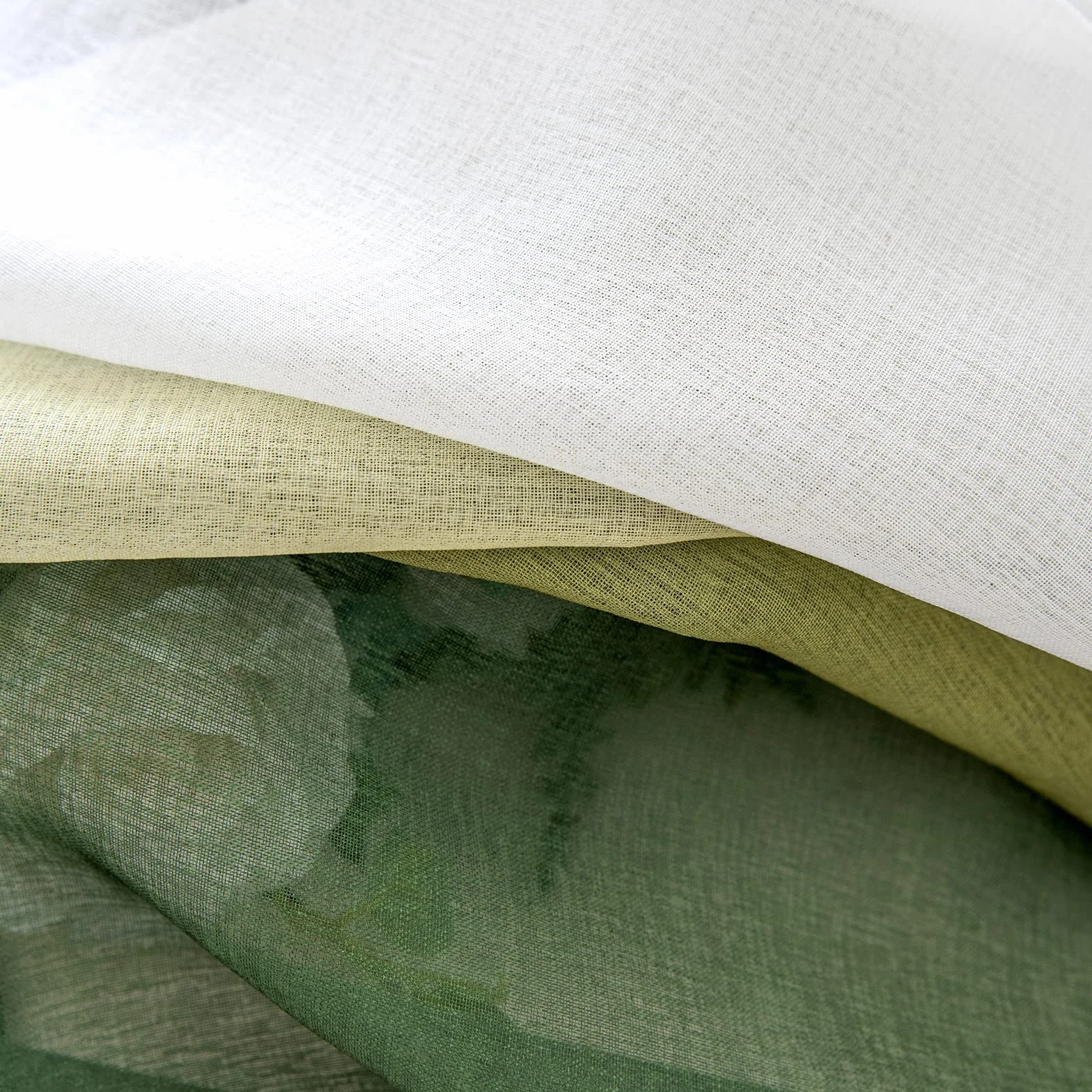 MIULEE Lot de 2 Rideaux Dégradé à Oeillet Voilage Polyester Transparent pour Fenêtre Salon Chambre Blanc Olive 140x245 CM