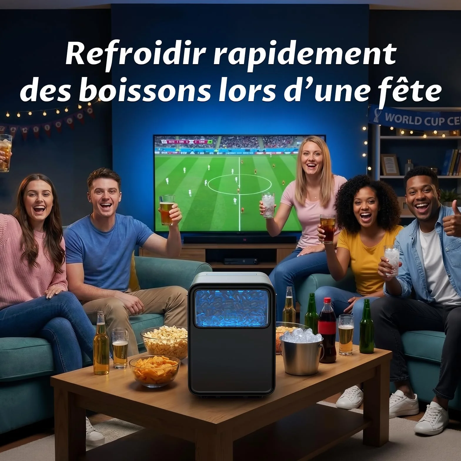 QEXREED Machine à Glaçons de Comptoir, 9 Glaçons en 6 Min, 12 KG/24H, Auto-nettoyante, Compacte