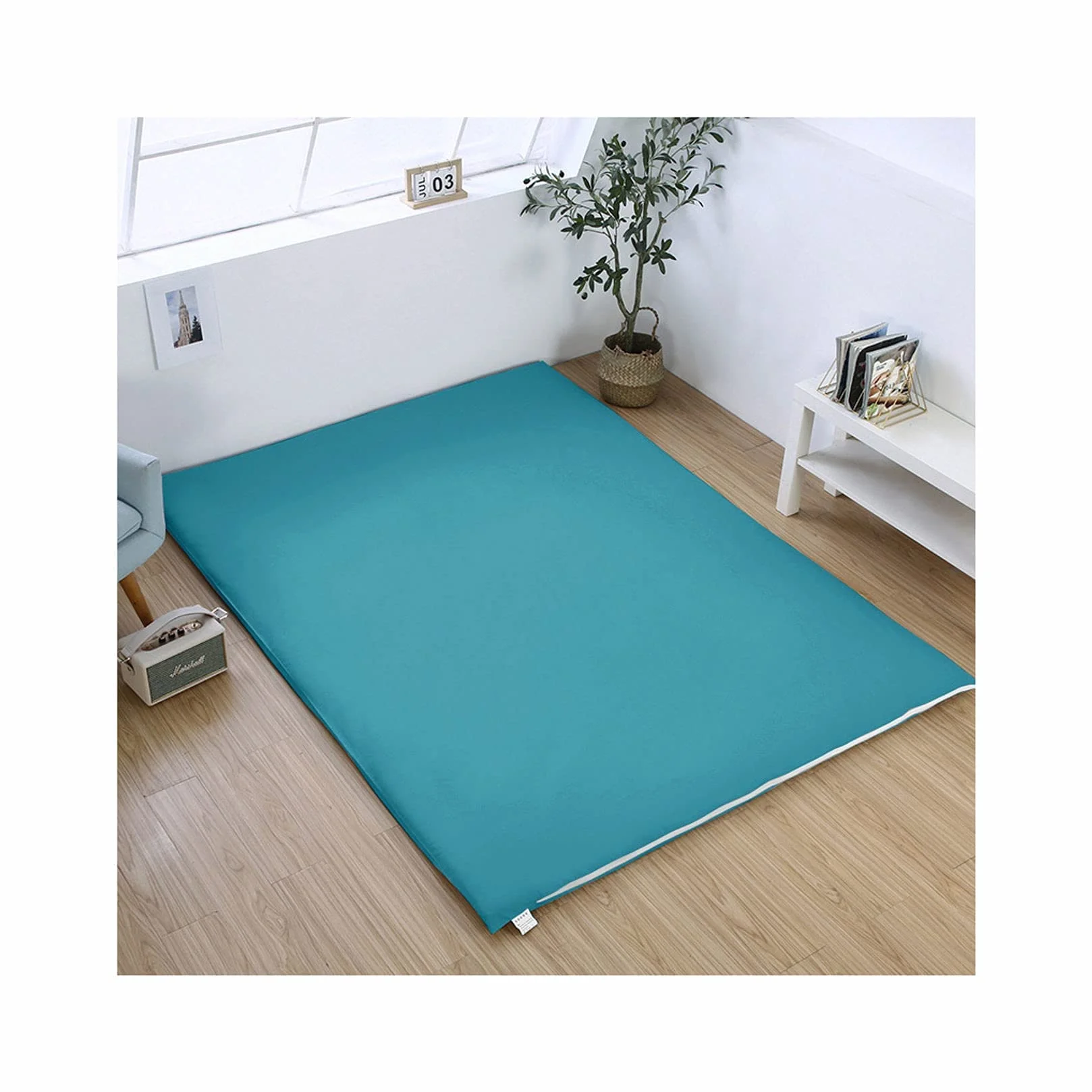 Housse de Matelas pour Futon Japonais, Protection Anti-poussière avec Fermeture éclair Lavable en Machine, Bleu 100x200cm