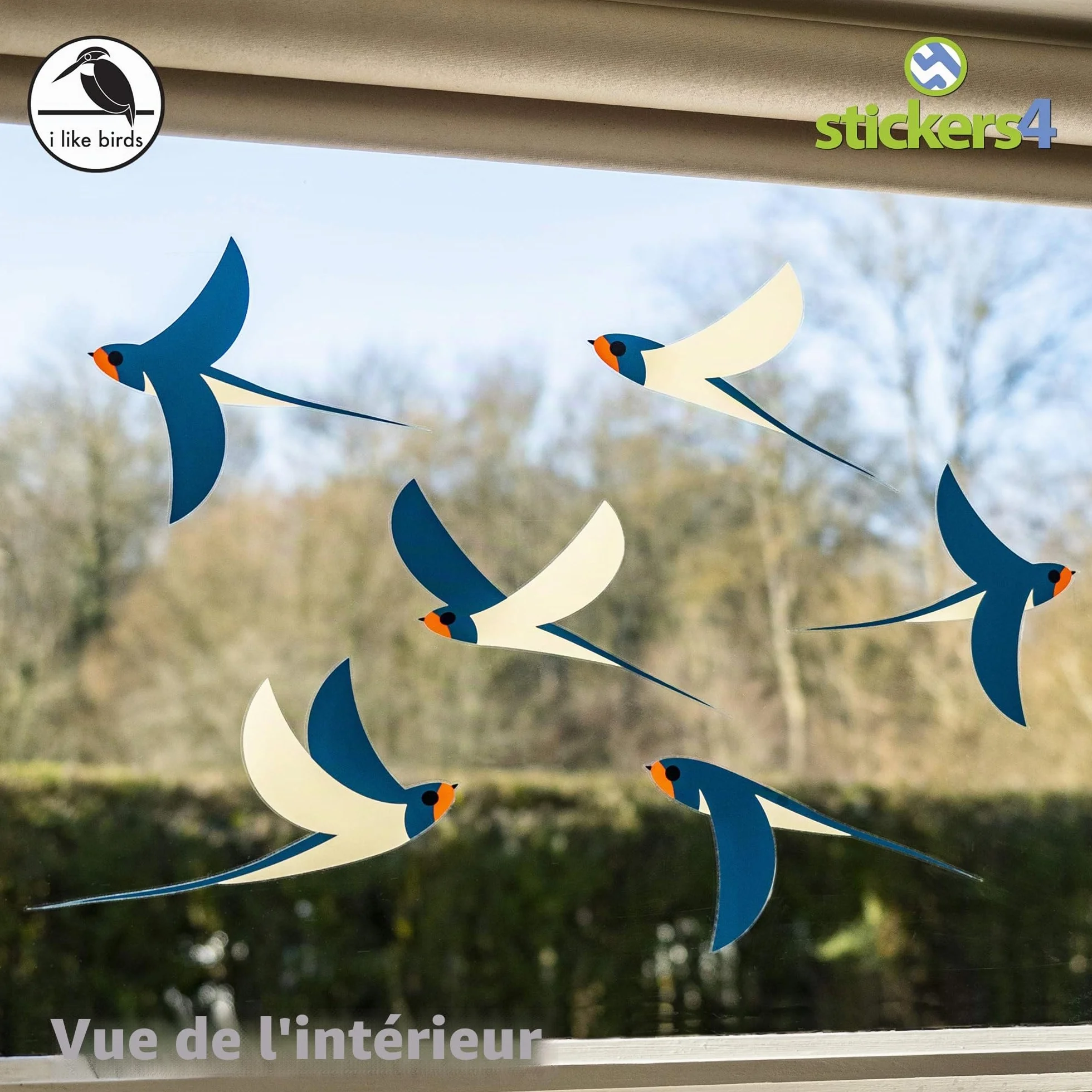Stickers pour fenêtre anti collision oiseaux motif hirondelles 6 pièces