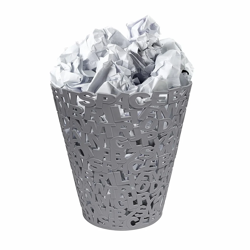 Balvi Corbeille à Papier Lettres Gris Plastique 30cm