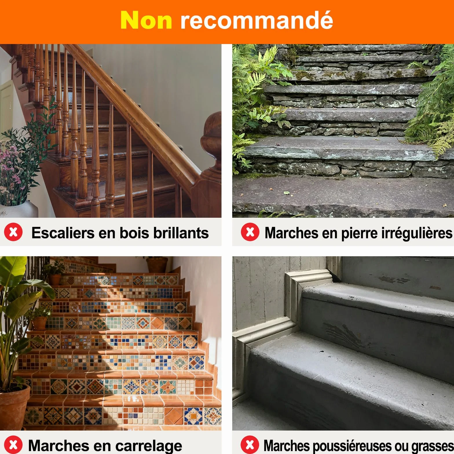 Spurtar Transparent Tapis Antidérapant Bande Escalier 15 x 60 cm Lot de 15