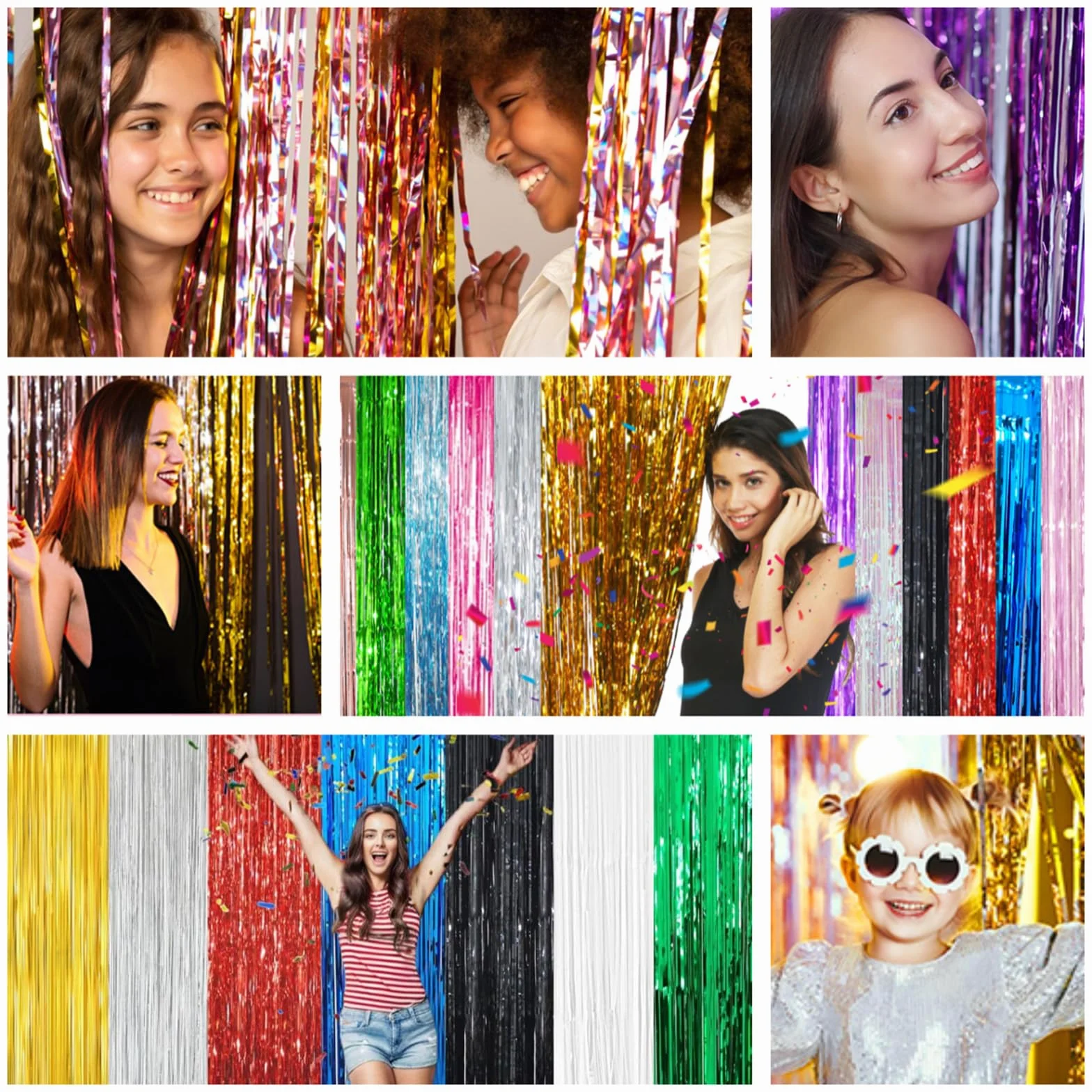 Rideau Métallique de Frange Rouge 1mx2m Scintillants Foil Decoration Anniversaire Photo Fond