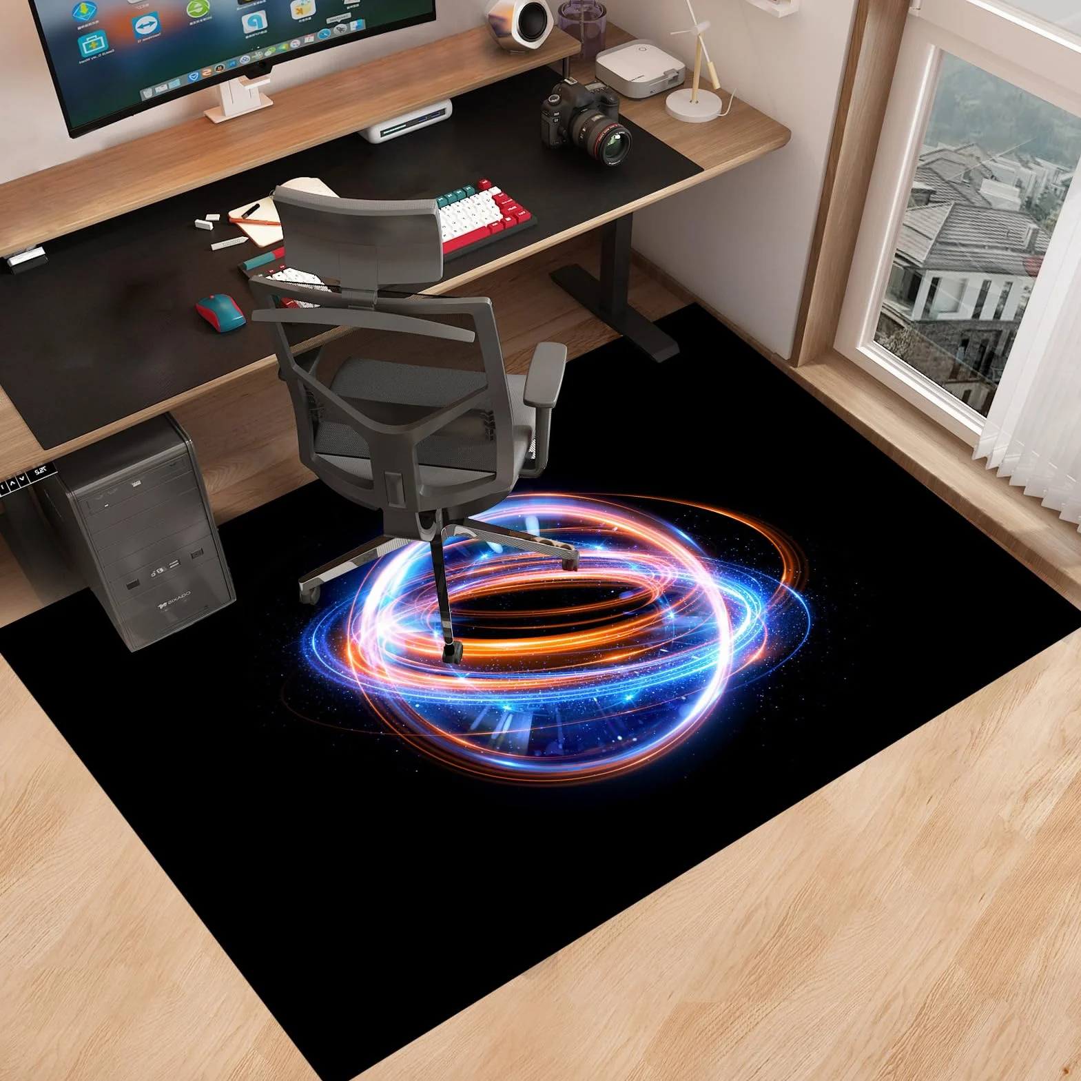 Tapis protège-Sol pour Chaise de Bureau Tapis Chaise de Bureau Tapis Gaming Sol pour Sols Durs Tapis de Protection de Sol Antidérapant Protège Sol sous Chaise 90 x 140 cm Tapis pour Fauteuil