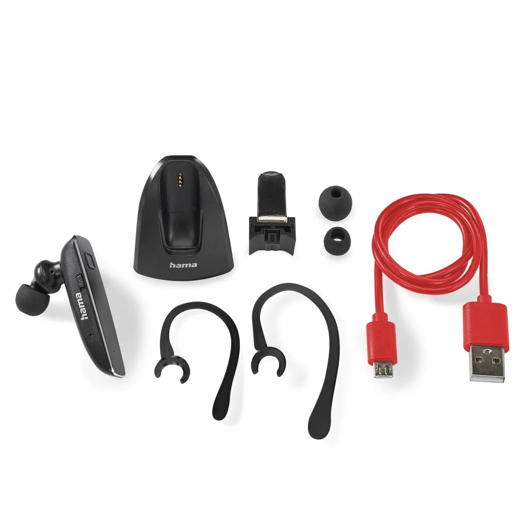 Hama Zestaw słuchawkowy Bluetooth "MyVoice2100", One-Ear (Mono Headset Bluetooth 5.0, akumulator 80 h, bezprzewodowy zestaw słuchawkowy do 2 urządzeń, pałąk na ucho S/L, idealny dla osób noszących