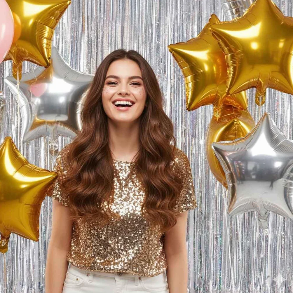 Lot De 2 Rideaux Métalliques À Franges Tinsel Argent 1 x 2,5 m pour Anniversaire Mariage Noël