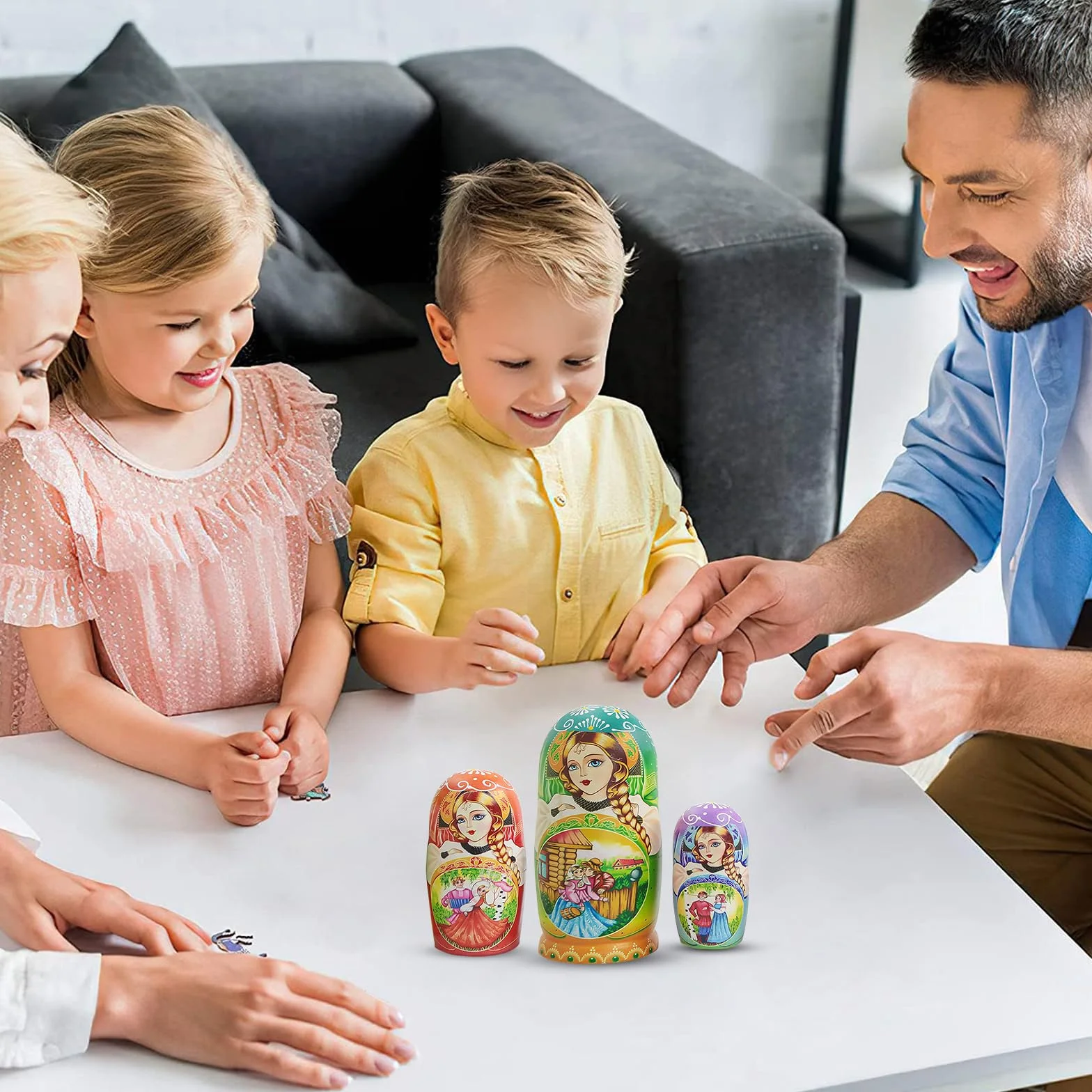 Lot de 7 poupées Matriochka multicolores en bois traditionnelles russes Babushka pour enfants