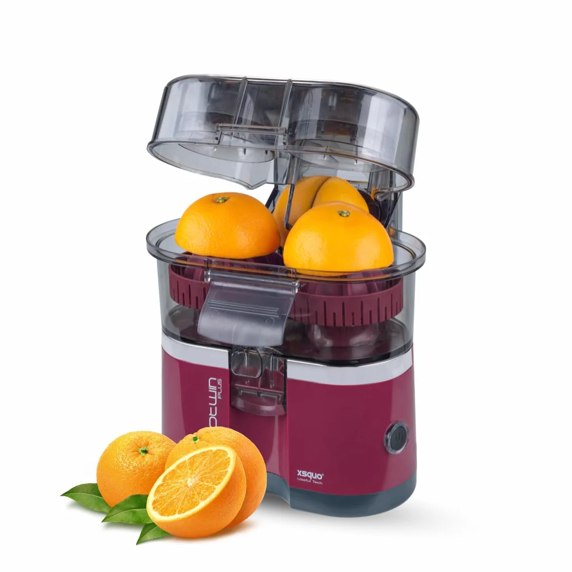 Presse Agrume Electrique Extracteur de Jus d`Orange Fruits et Légumes Double Tete Machine Automatique Orange Agrumes Robot de Cuisine Compact Stable Rapide Anti Eclaboussures 1000w