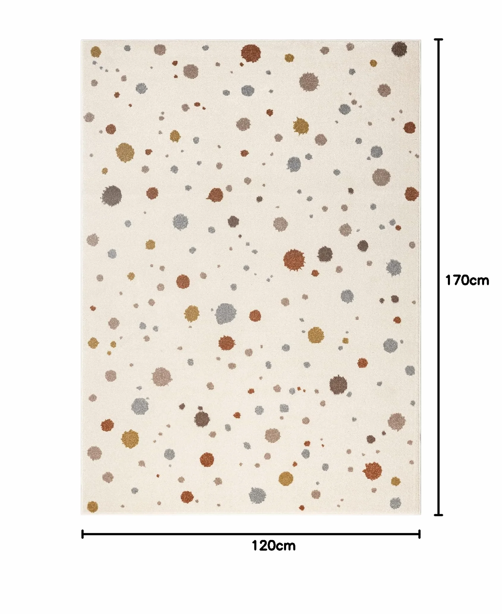 Tapis moderne doux pour enfants 120 x 170 cm crème motif à pois