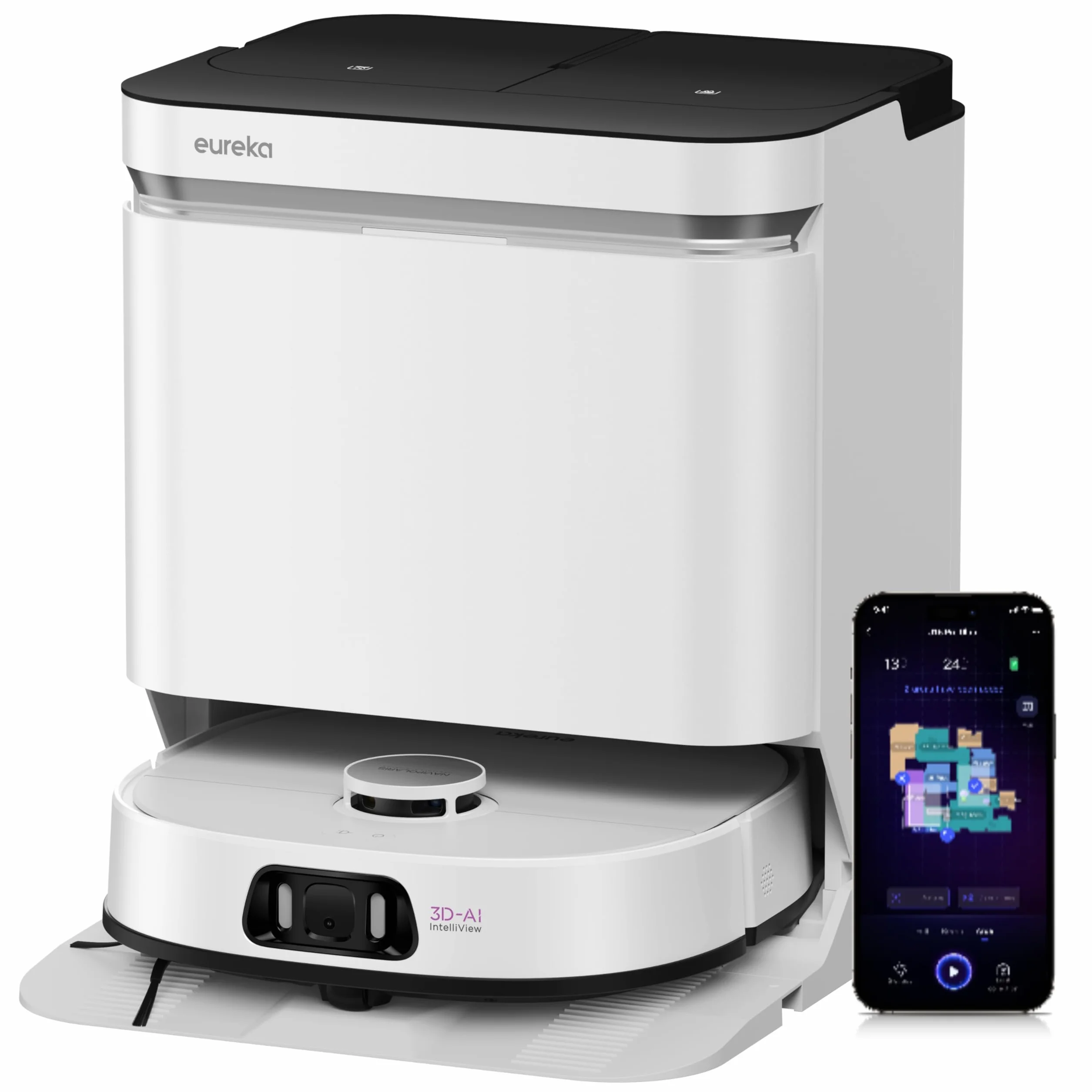 Eureka J15 Pro Ultra Aspirateur Robot,Robot Aspirateur Laveur 16200 Pa,Nettoyage des Bords,Brosse Anti Enchevêtrement,Lavage de Serpillière à l'eau Chaude 75℃,Base Autonettoyante