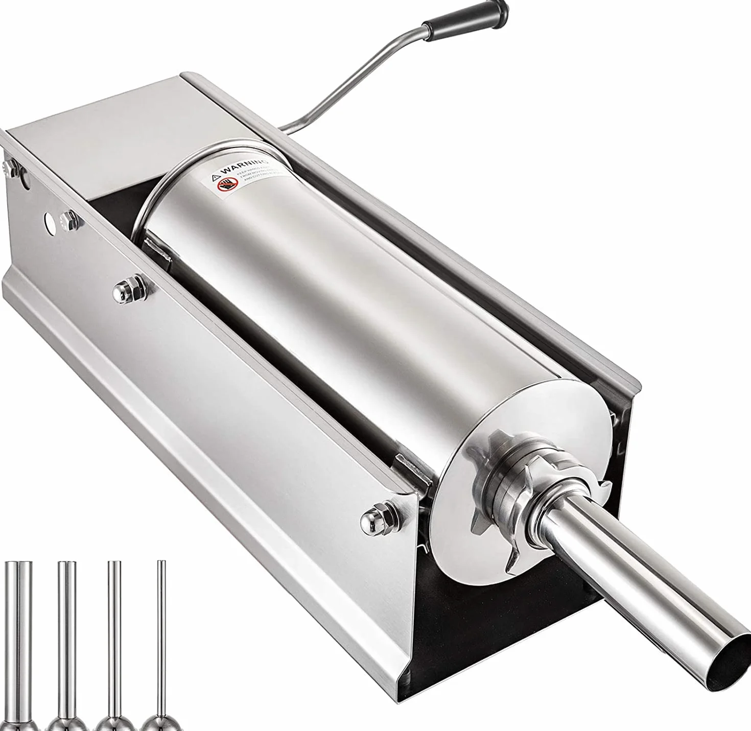 VEVOR Manual Sausage Stuffer, 7 L / 15 LBS Horizontal Sausage Machine, Dual-Speed Meat Stuffer, Made of Food-Grade 304 Stainless Steel, Includes 5 Stuffing Tubes, for Home Kitchen Restaurant Commercia
