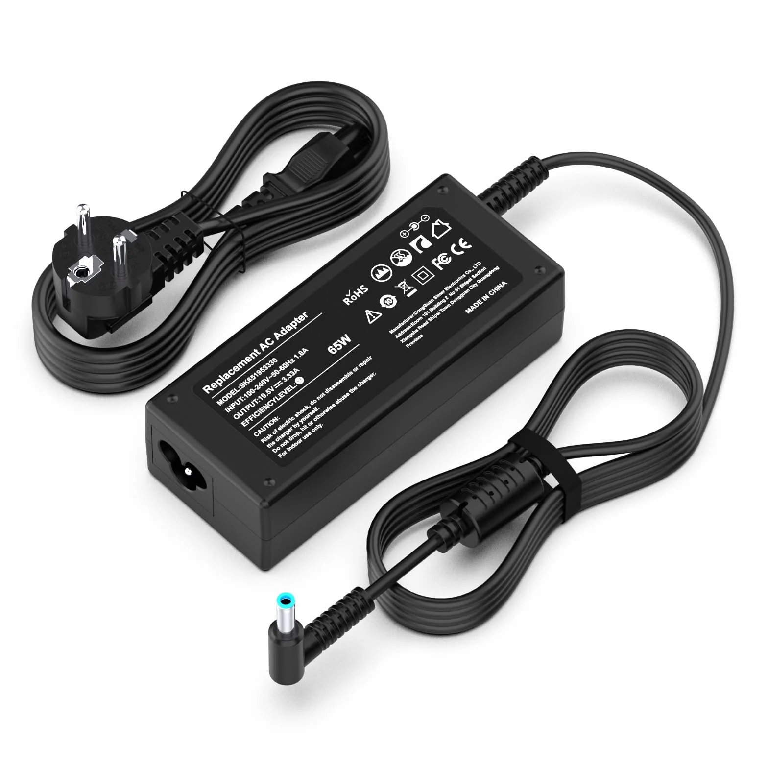 Chargeur HP 65W Ordinateur Portable pour Pavilion x360, Elitebook, Probook, Envy, Stream, HP 250 255 G5 G6 G7