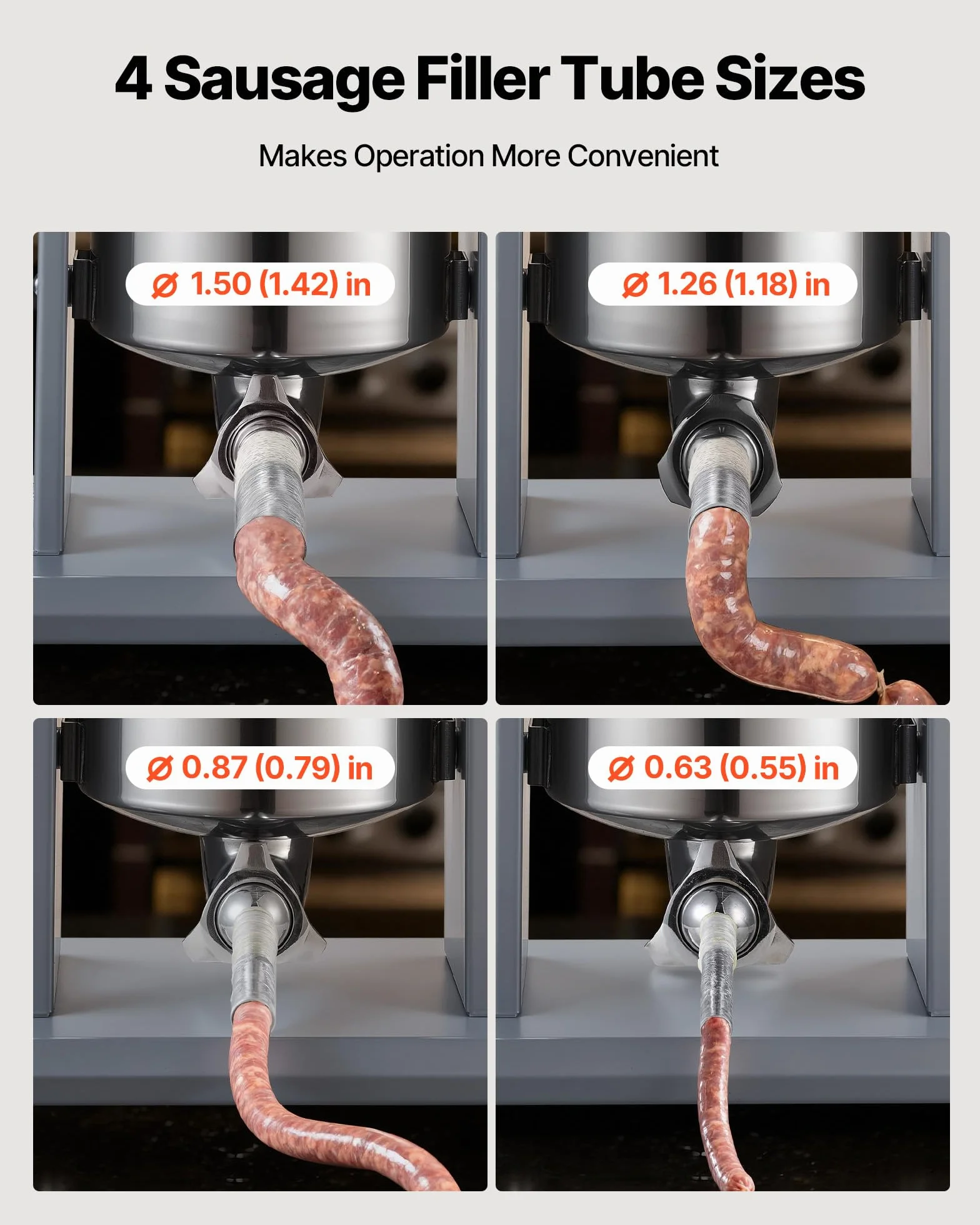 VEVOR Poussoir à Saucisses Électrique 10 L, Machine à Saucisses Verticale en Acier Inoxydable, pour Saucissons Restaurant Supermarché Boucherie, Réglage Continu de la Vitesse, 4 Tubes de Remplissage