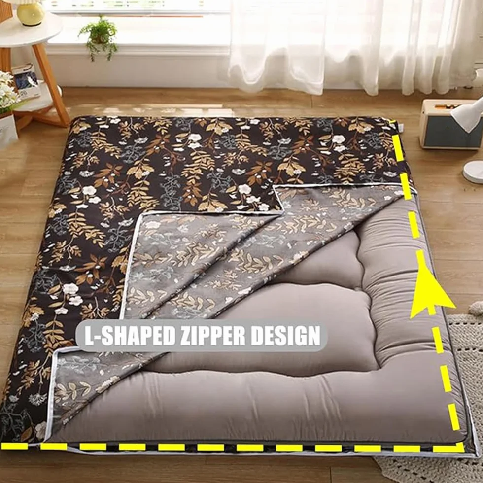 Housse De Matelas Futon Anti-Poussière 90x200cm Queen/King Size Avec Fermeture À Glissière Couvre Lit Japonais