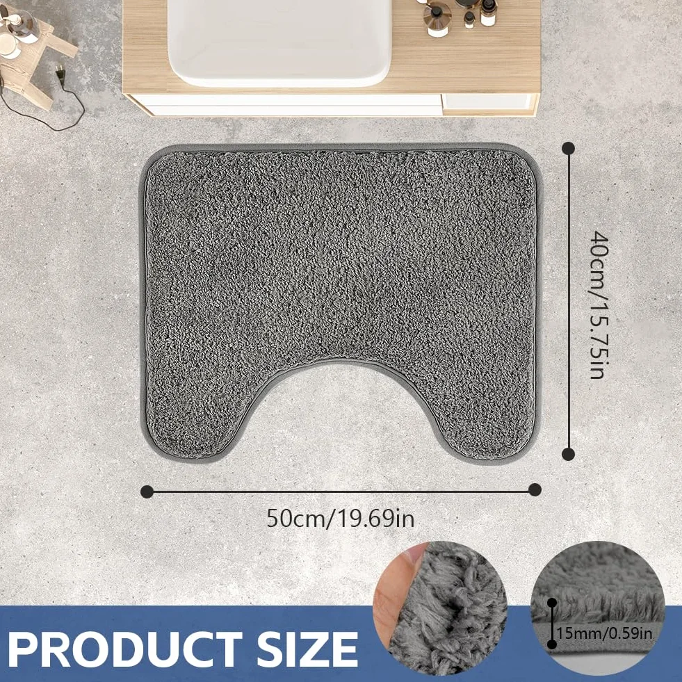 Tapis de toilette absorbant microfibre antidérapant U 50x40 cm gris
