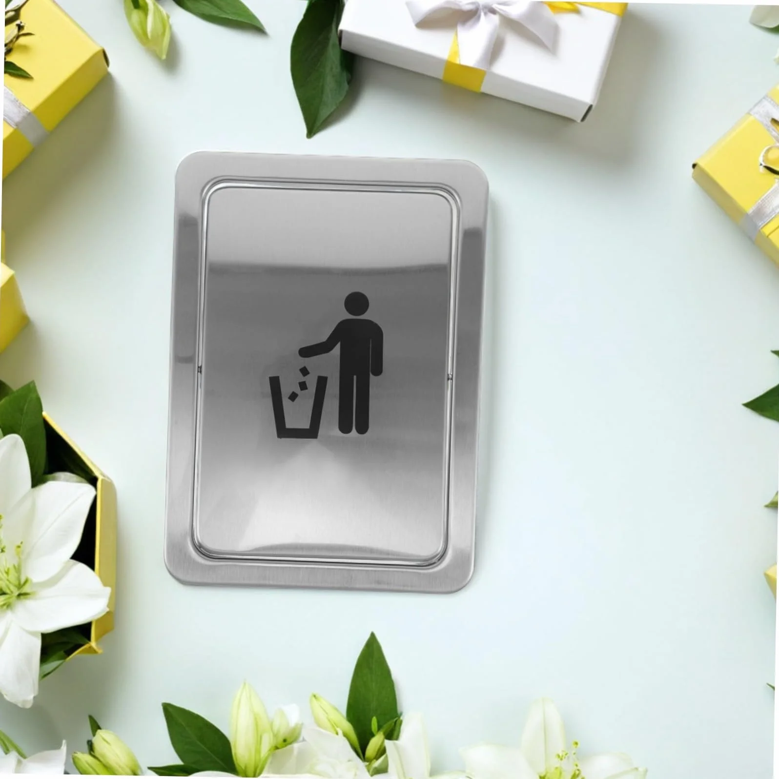 BESTYASH Couvercle de Poubelle Encastré Acier Inoxydable Couvercle de Trappe pour Chute de Déchets sur Plan de Travail Étanchéité Renforcée avec Étiquette Visible Adapté Aux Découpes pour