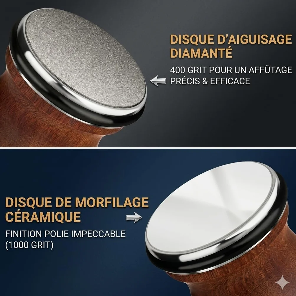 OXARYO Affûteur Couteaux Professionnel Manuel à Rouleau Disque Diamant Acier Inox Angle 15° 20° Bois Premium