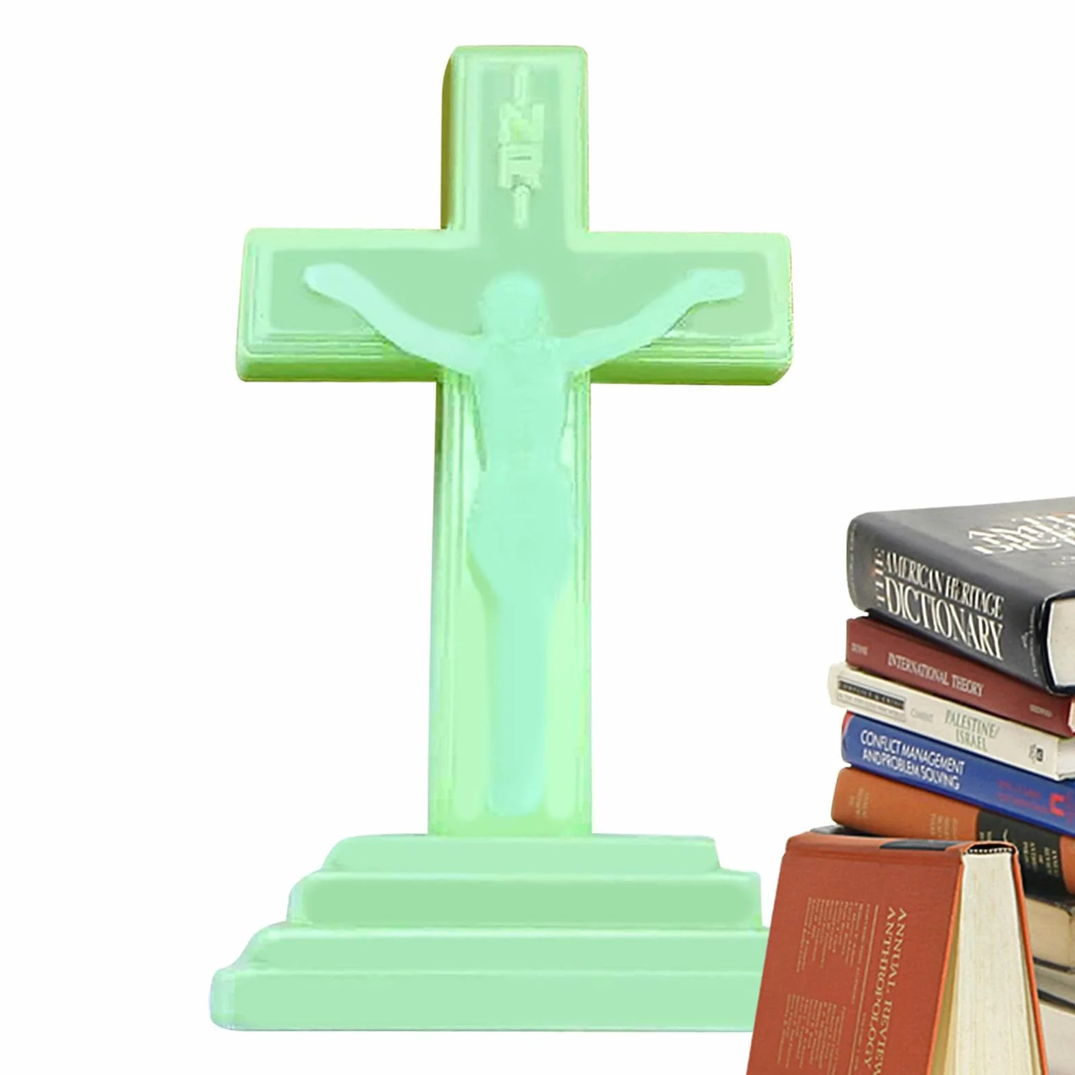 Crucifix debout Lueur dans le noir Statue décorative religieuse pour décoration intérieure catholique