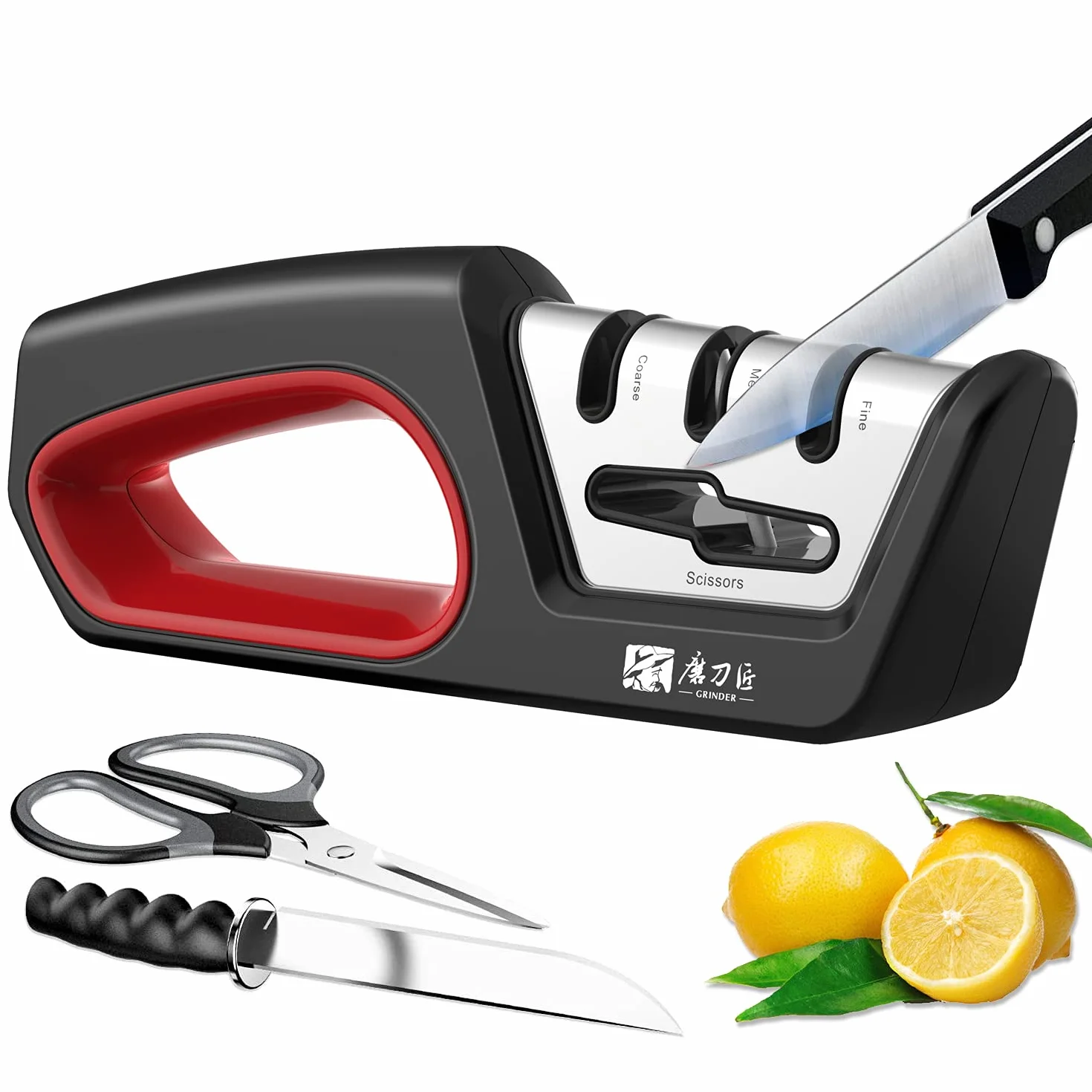 Aiguiseur de Couteaux Professionnel 4 en 1 pour Couteaux et Ciseaux de Cuisine