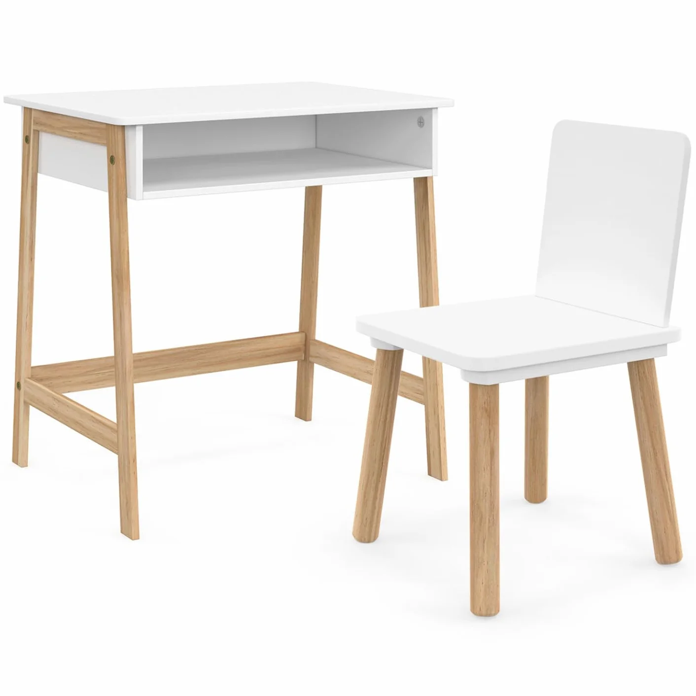 IDMarket - Ensemble Bureau Enfant Anatole avec Niche et 1 Chaise Blanc et Bois