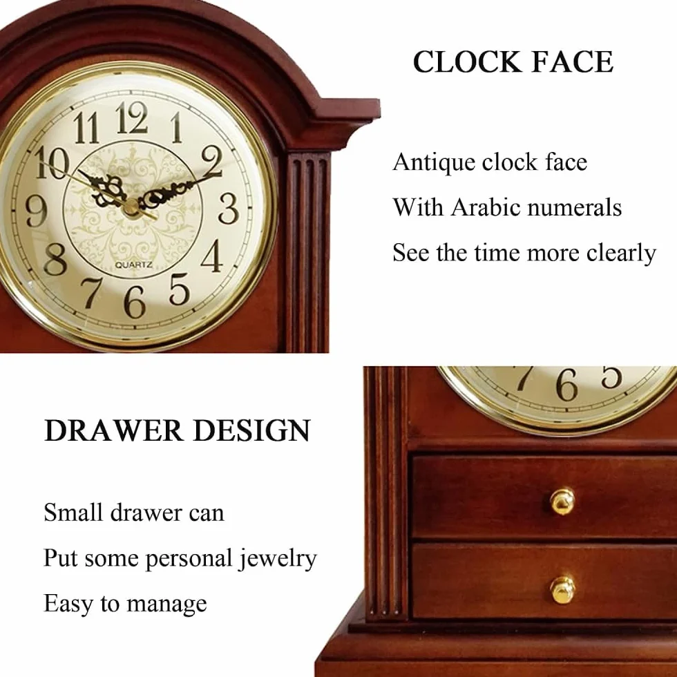 Decoive Horloge de Cheminée en Bois 27,9 cm Décoration Salon Bureau
