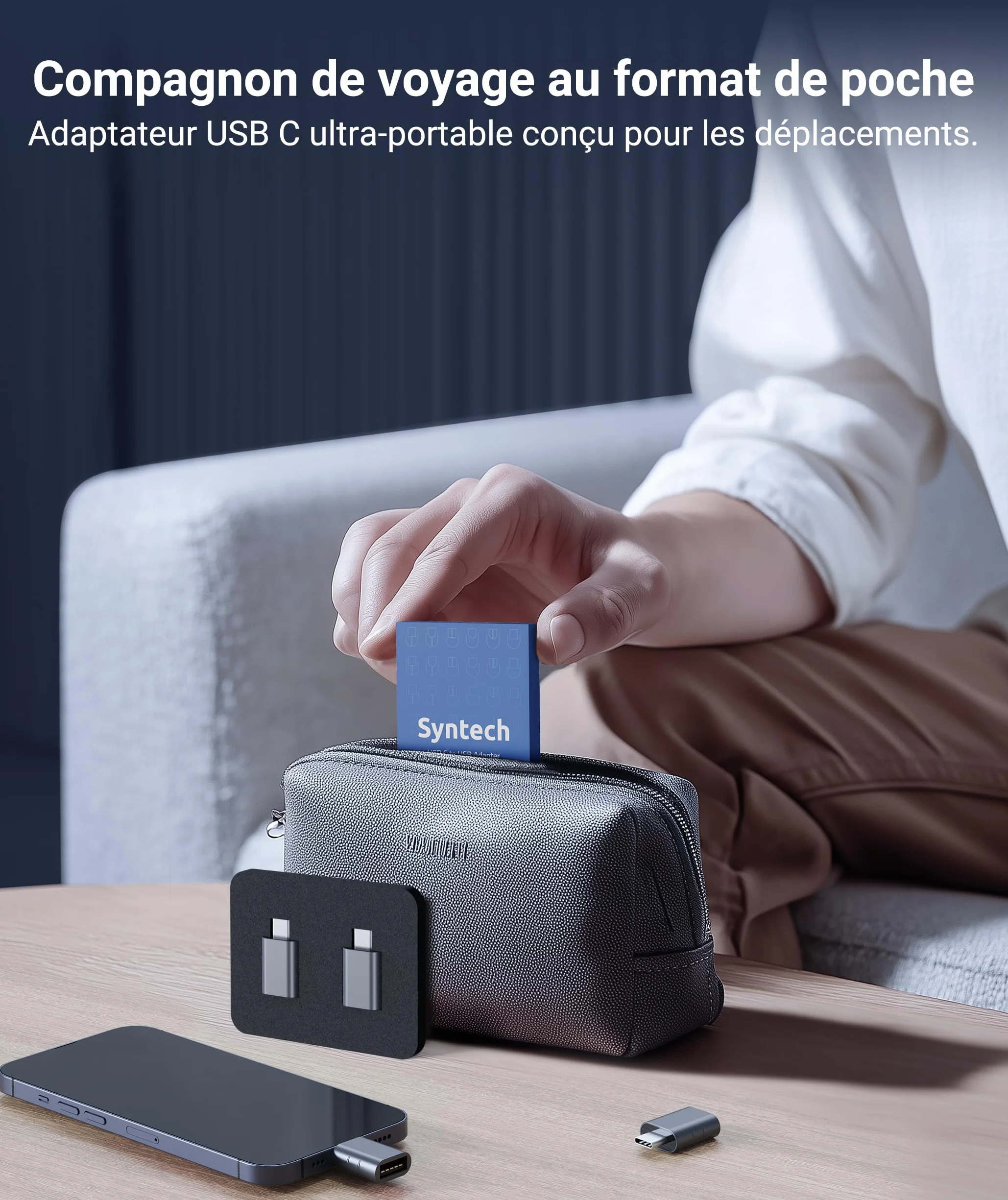 Syntech Adaptateur USB C mâle vers USB 3.2 Femelle 2 Pack, Compatible iPhone 17e/17Pro 16 Pro Max MacBook Neo/Pro/Air iMac iPad Mini 6/Pro