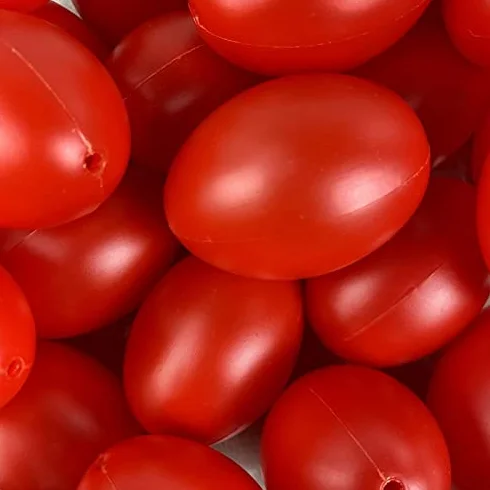Lealoo Lot 25 Oeufs en Plastique Rouge Brillant 6 cm Déco Pâques Chasse aux Oeufs