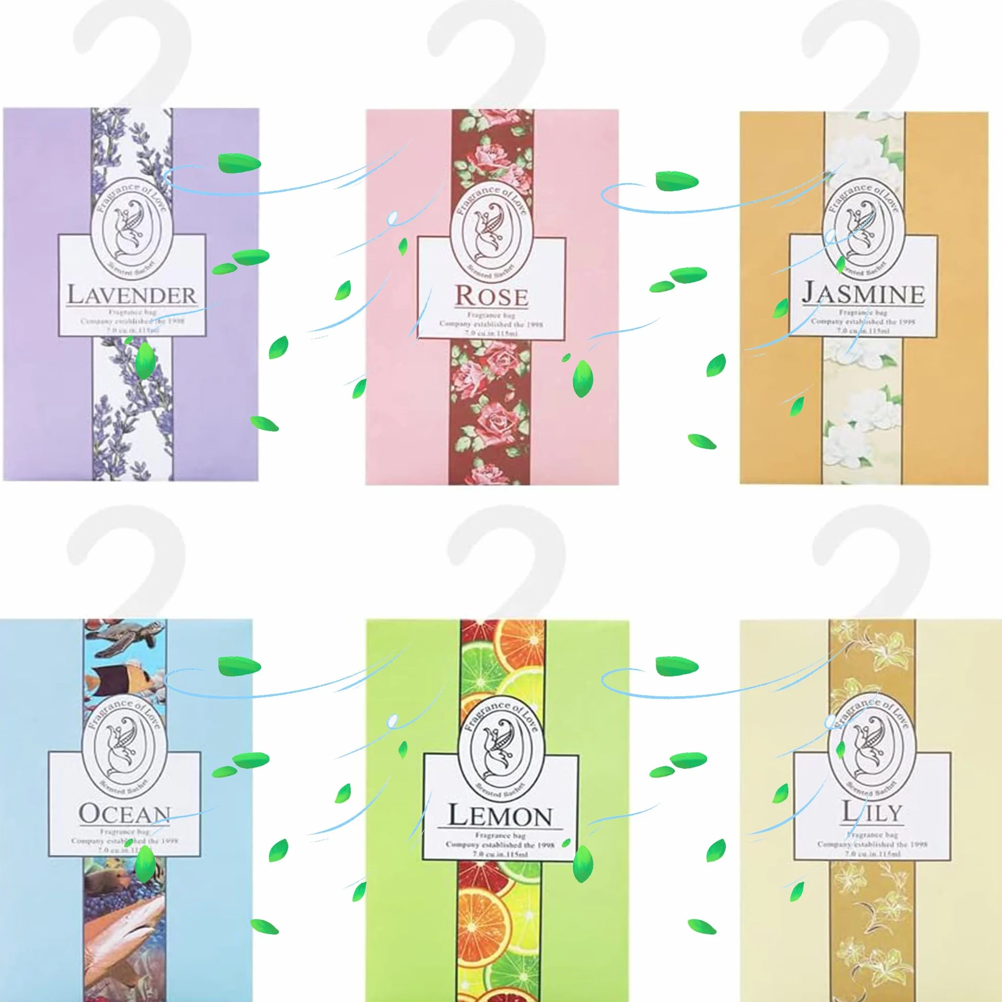 Armoire à Tiroirs Chambre à Vêtements Sachet Lavande Jasmin Lys Rose Océan Citron 6x20g