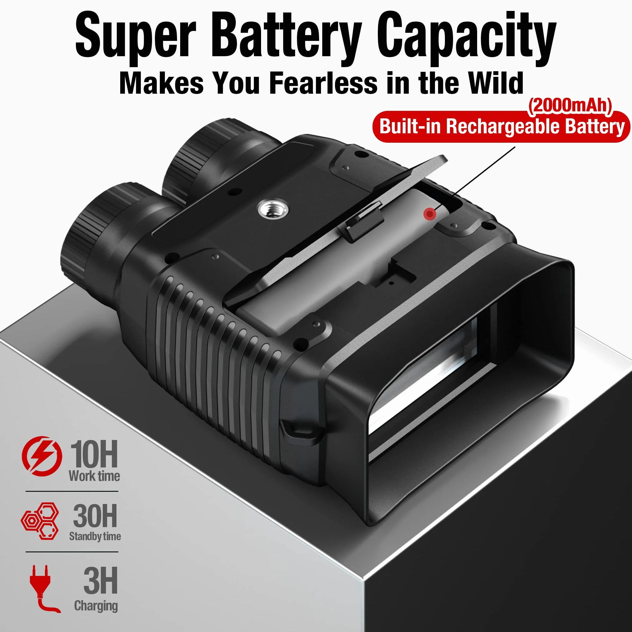 Lornetka noktowizyjna na podczerwień, mini okulary noktowizyjne dla dorosłych, z cyfrowym zoomem 8X, bateria 2000 mAh, ekran TFT, 2,4", z kartą 32 GB, na polowanie w dzień i noc, kemping