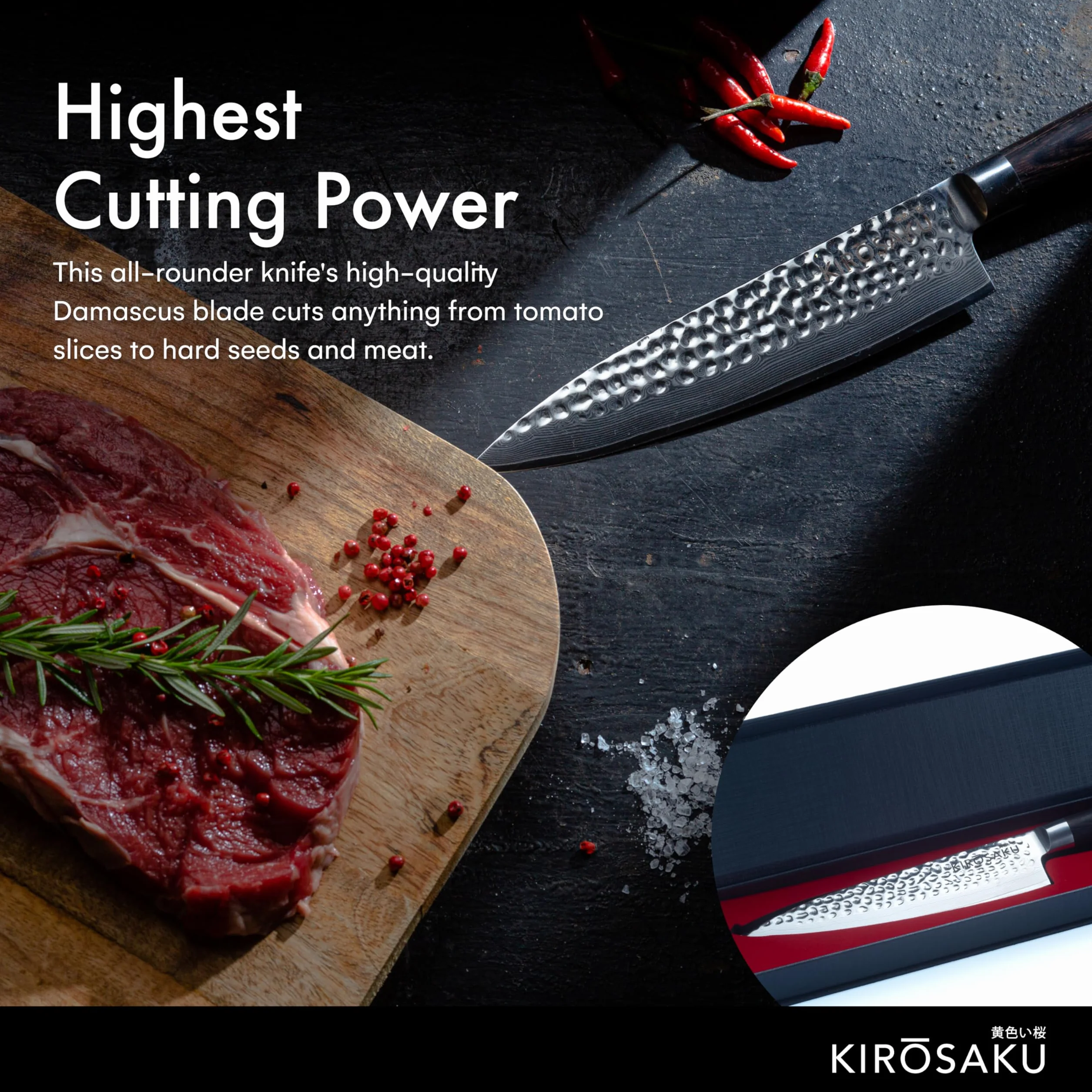 Couteau Cuisine De Qualité Supérieure 20 Cm - Couteau Japonais Très Tranchant En Acier Damas Haute Qualité, Couteau De Cuisine Polyvalent, Couteau Cuisine à Sushi.