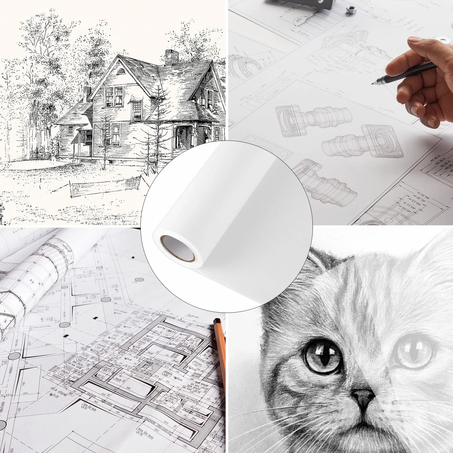 Papier calque 45 cm x 50 m – Papier blanc translucide pour dessin, croquis, et patron de couture
