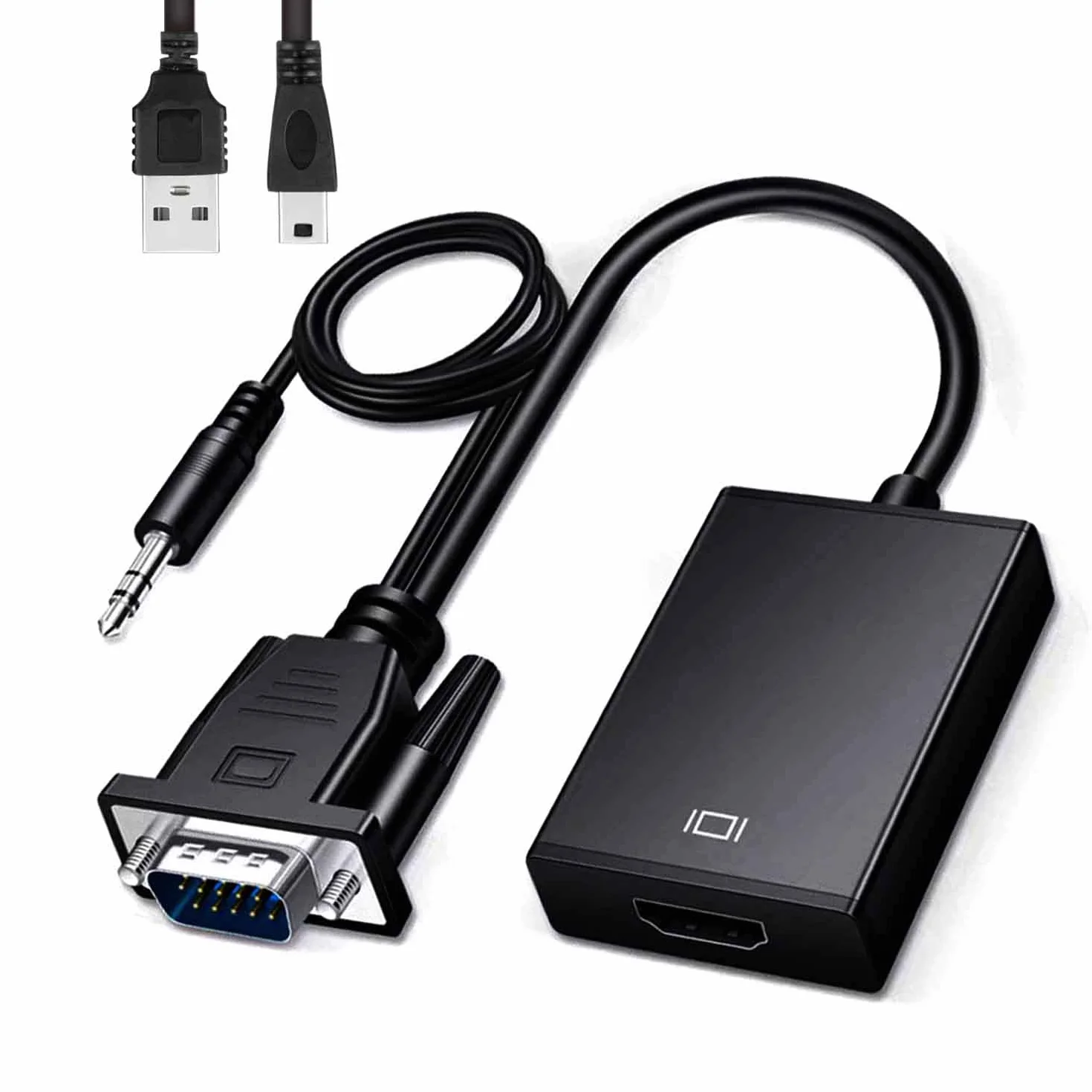 Adaptateur VGA vers HDMI 1080P Convertisseur VGA mâle vers HDMI femelle pour PC Ordinateur Portable Moniteur HDTV