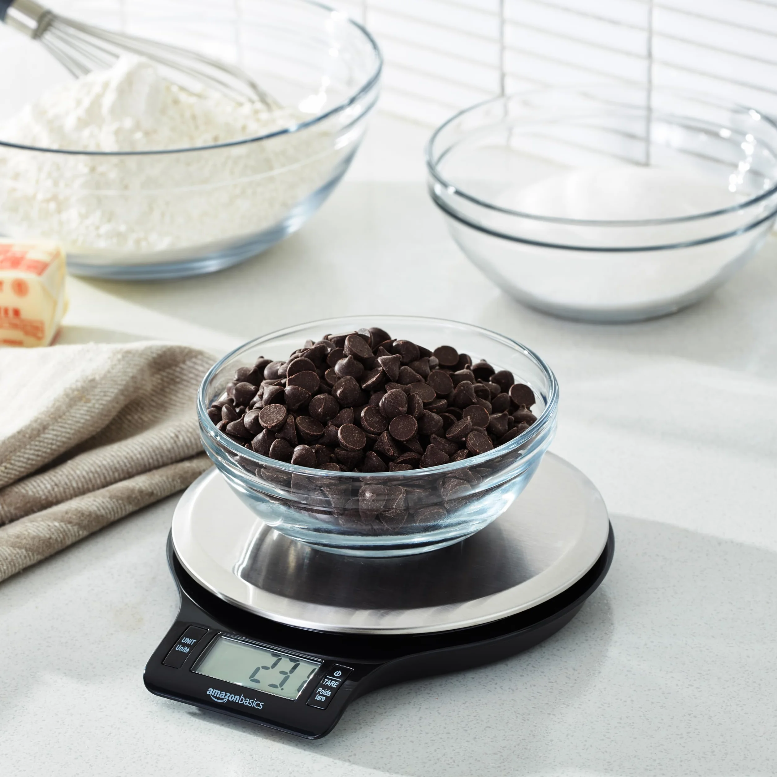 Amazon Basics Balance de cuisine numérique acier inoxydable affichage LCD Noir