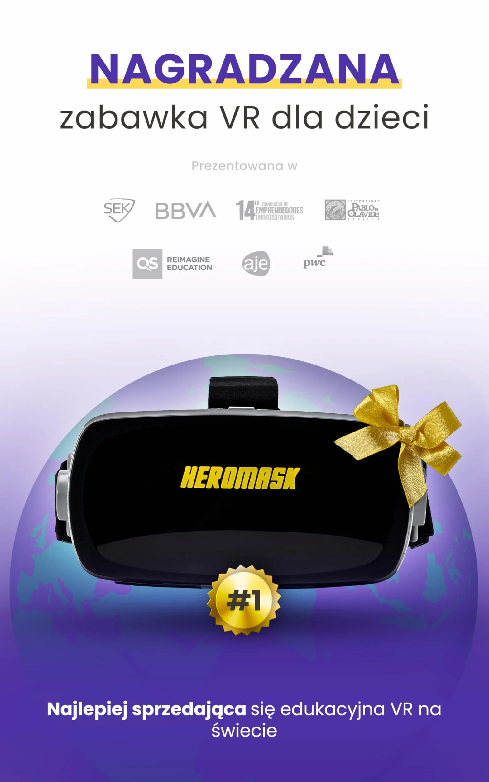 Heromask Gogle VR dla dzieci z edukacyjną grą matematyczną – Nauka tabliczki mnożenia w 3D – Interaktywna zabawka 5-12 lat – Oryginalny prezent
