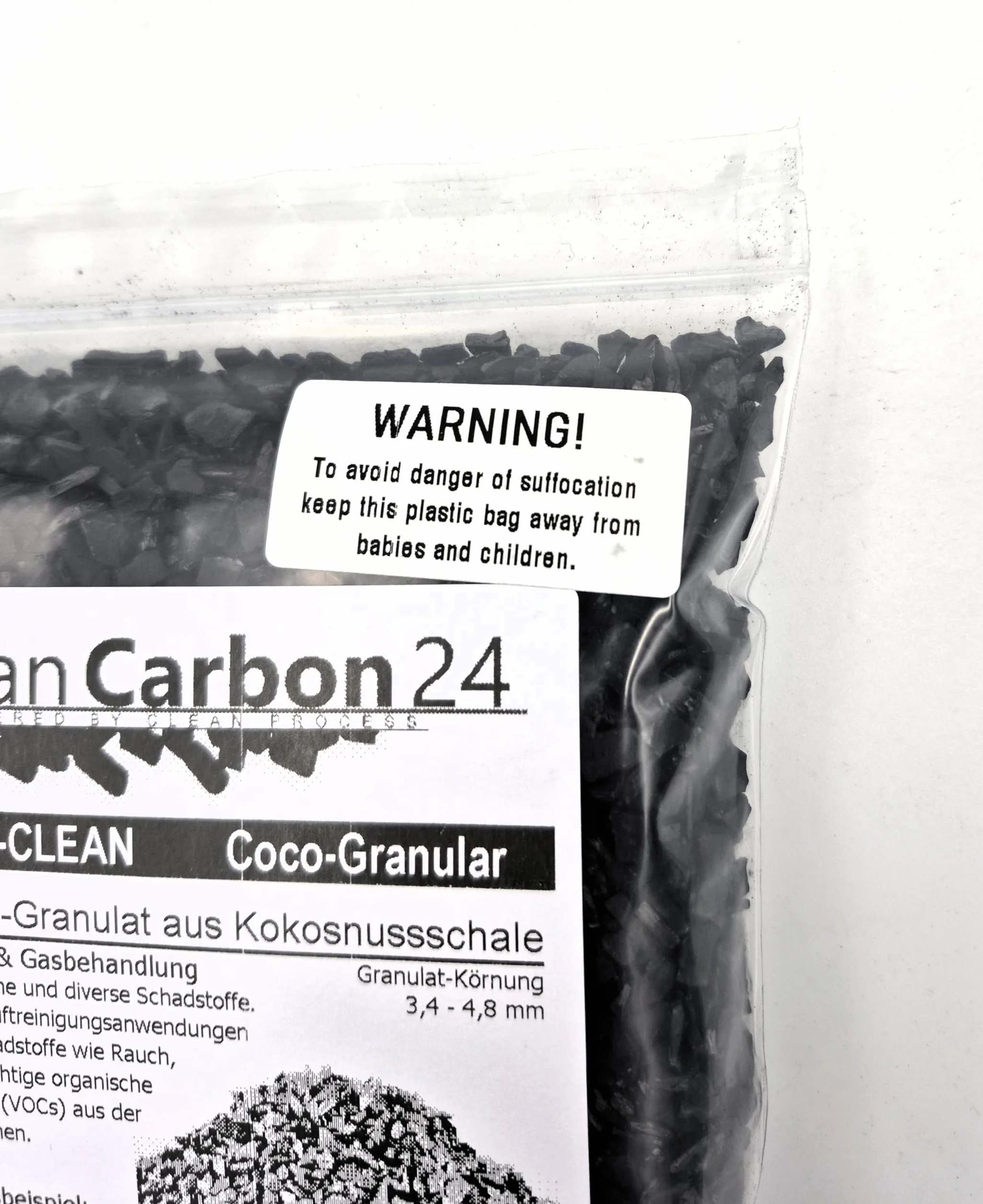 5 litres de charbon actif en coques de noix de coco pour la purification de l'air (3,4-4,8mm / 4x6mesh)