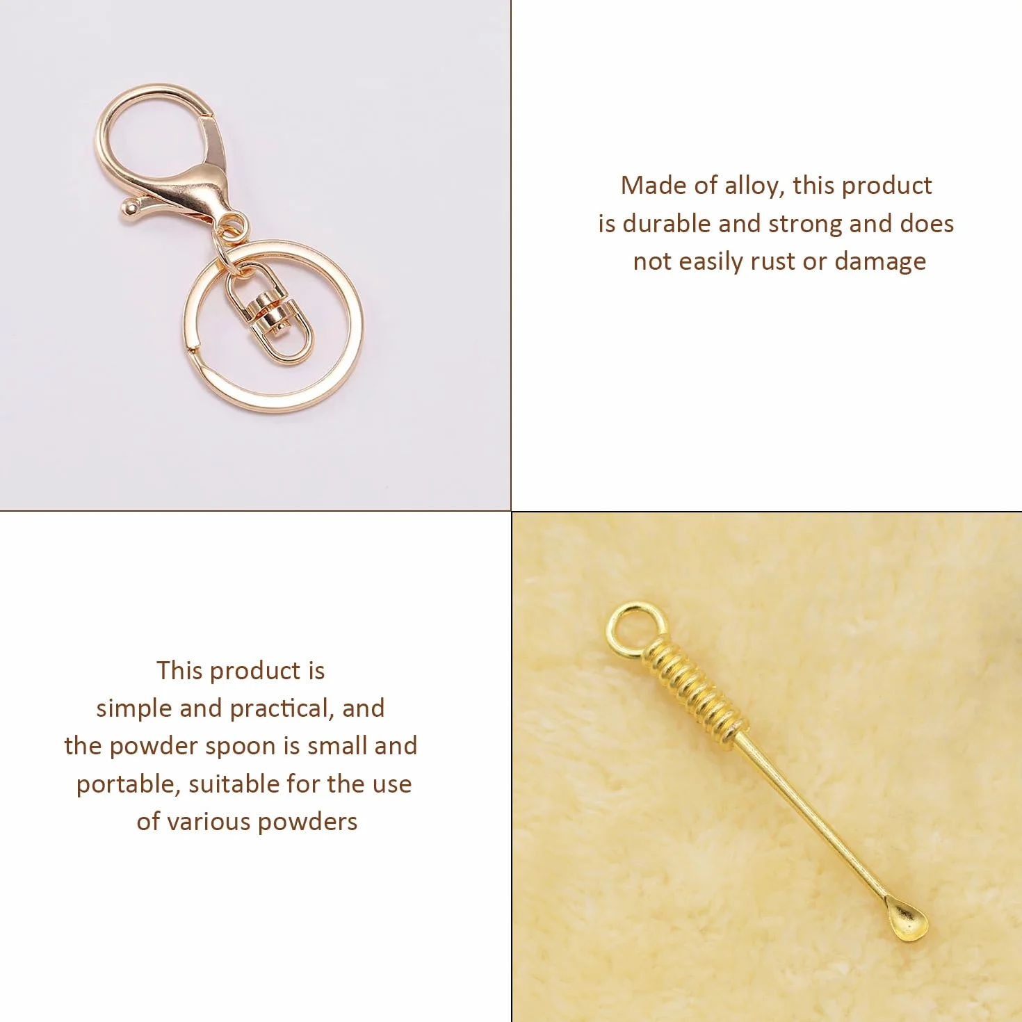 Cuillères Spéciales Poudre Médicale en Métal, Spoon 10 Parties avec Boucles Suspendues 2 Parties, Mini Cuillère Entrepôt Simple Outils Cuisine