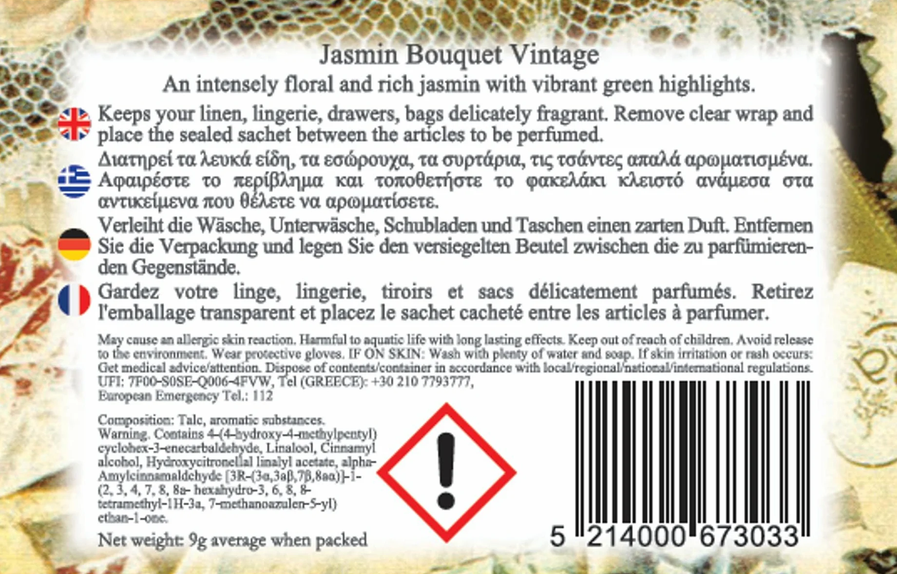 Good Life Vintage parfumés Bouquet de Jasmin 12 Sachets