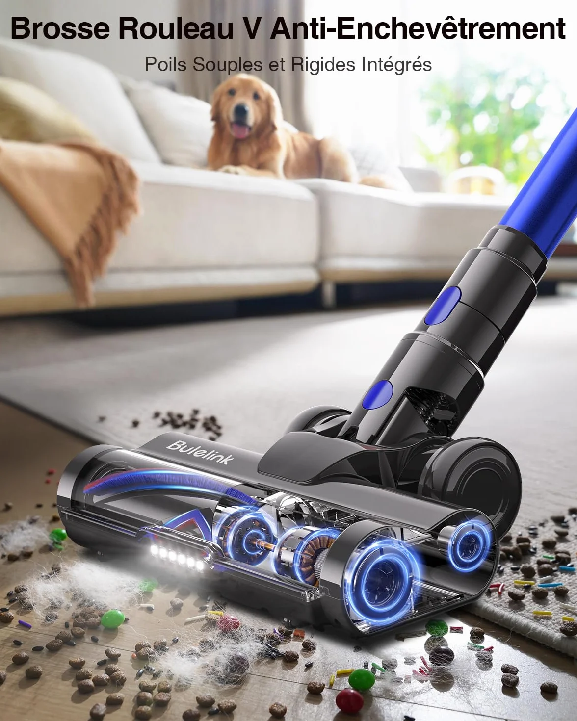 Aspirateur Balai sans Fil 650W 55KPA 70min 1.6L Brosse Anti-Enmêlement OLED Écran Tactile