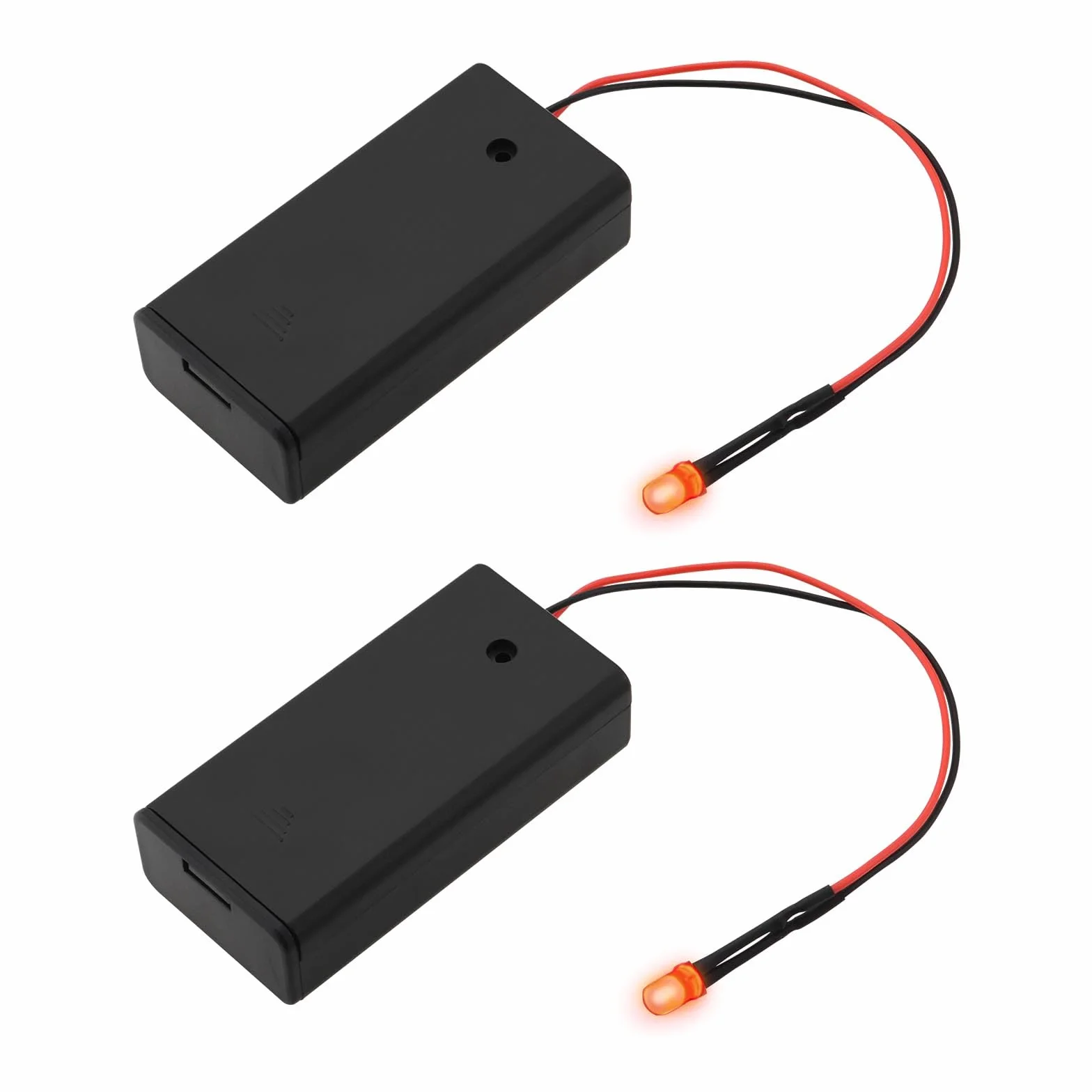 Zestaw 2 fa?szywych alarmów LED 5 mm z czerwon? diod? LED z okablowanym uchwytem na baterie do samochodów, ?odzi, gara?u motocyklowego, baterie AA nie s? do??czone