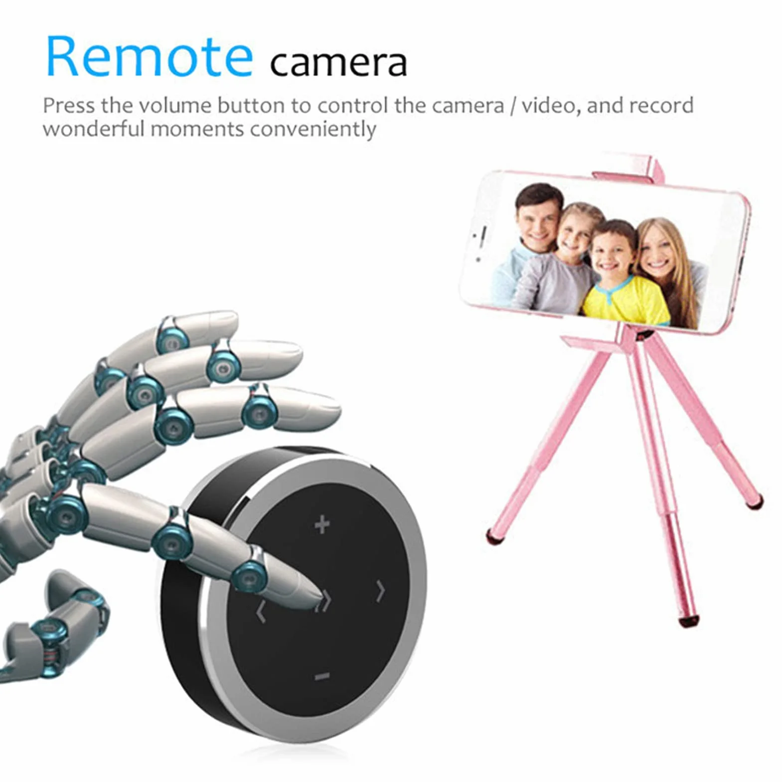 Bezprzewodowy Pilot Bluetooth z Przyciskiem Multimedialnym do Kierownicy Samochodu, Uruchamianie Siri, Sterowanie muzyką, Selfie, Kompatybilny z IPhonem i Androidem