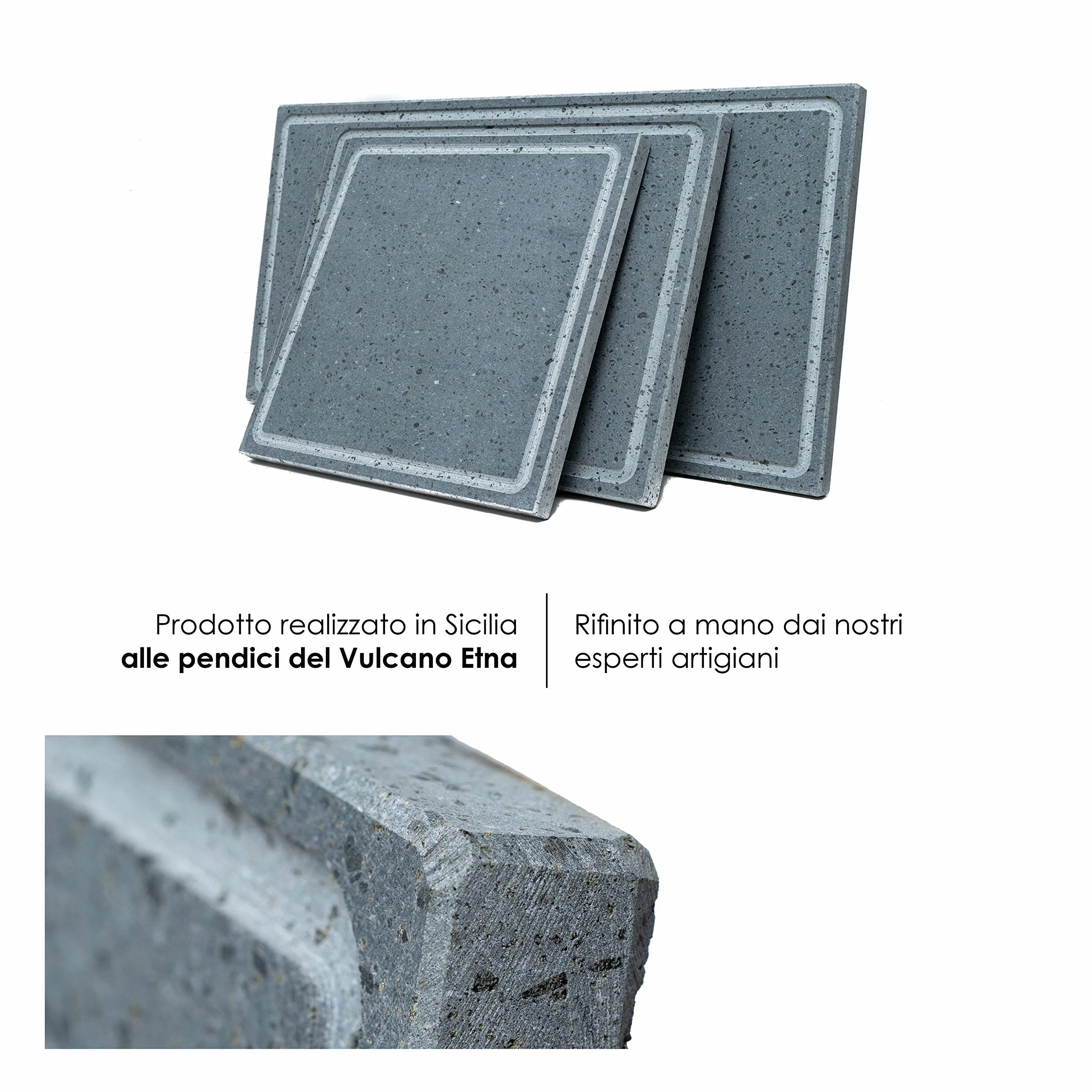 Lava Griller Pierre de lave ETNEA Plaque lévigaée 30 x 30 cm pour four et barbecue cuisson viande, poisson, légumes et pizza Etna Stone & Design (S)