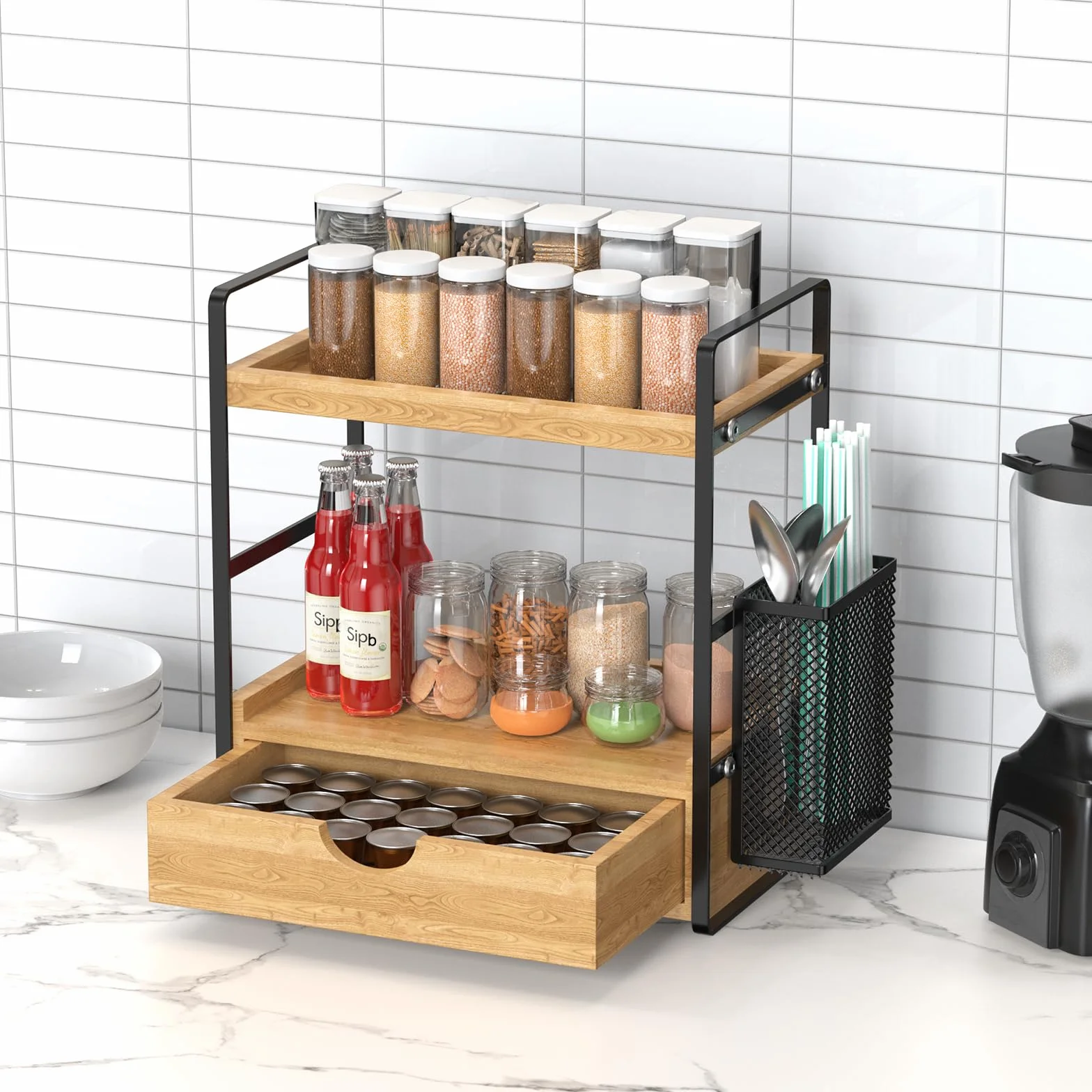 LEMIKKLE boîte de Rangement de Salle de Bain avec Panier, Organisation de Rangement, boîte de Rangement pour Soins de la Peau (Tirelires)
