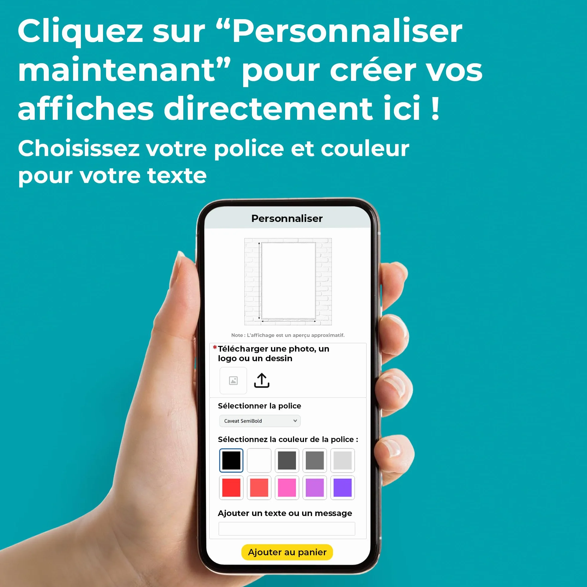 Affiche Personnalisée Cimpress Art Mural Vertical avec Photo Texte A4 A3 A2 A1 B2 50x70.7cm