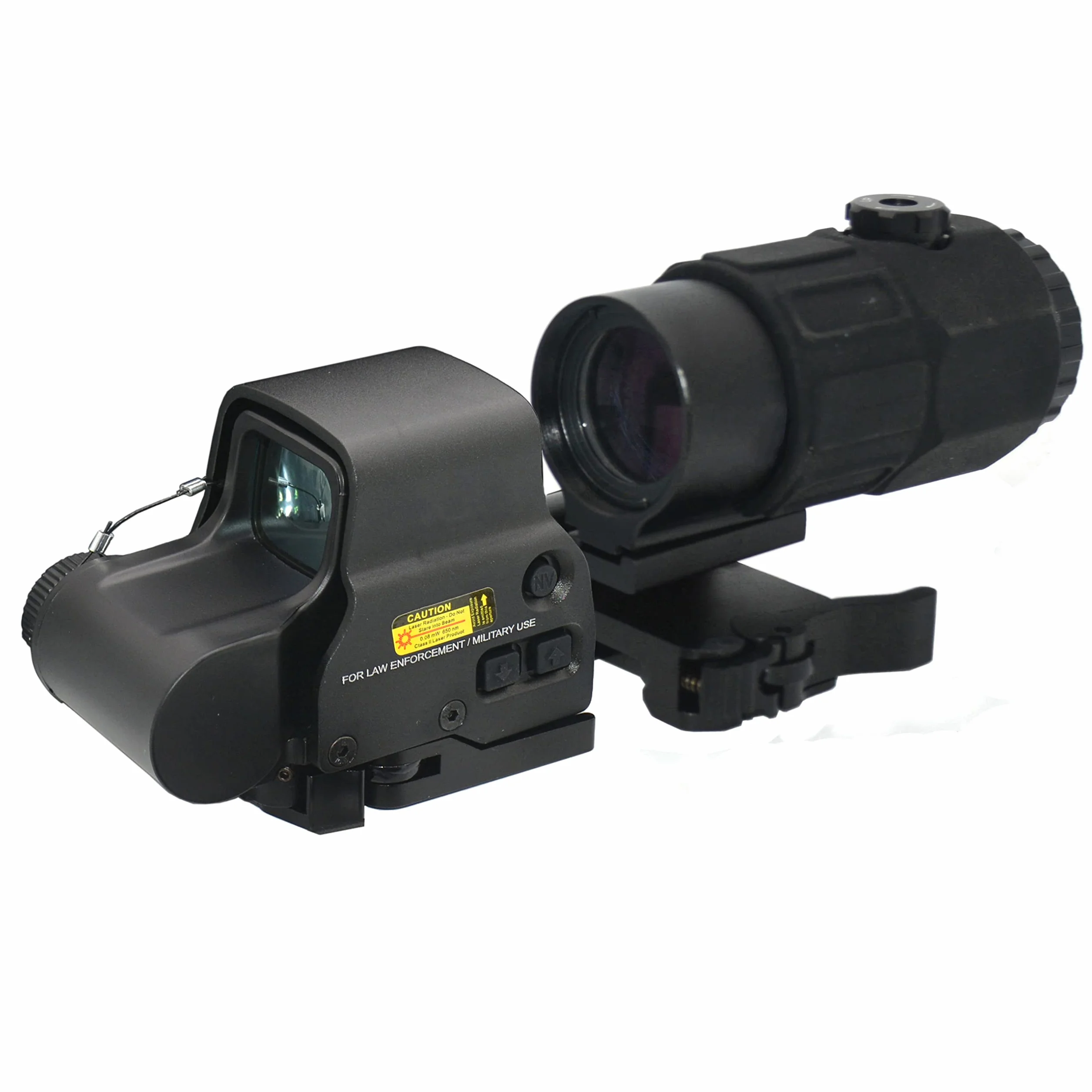 Celownik 558+G45, 558 Green & Red Dot Reflex Scope i G45 5X szkło powiększające, optyczny holograficzny celownik hybrydowy z lupą G45, mnożnik szybkiego zwalniania, do montażu na szynie 20 mm (czarny)
