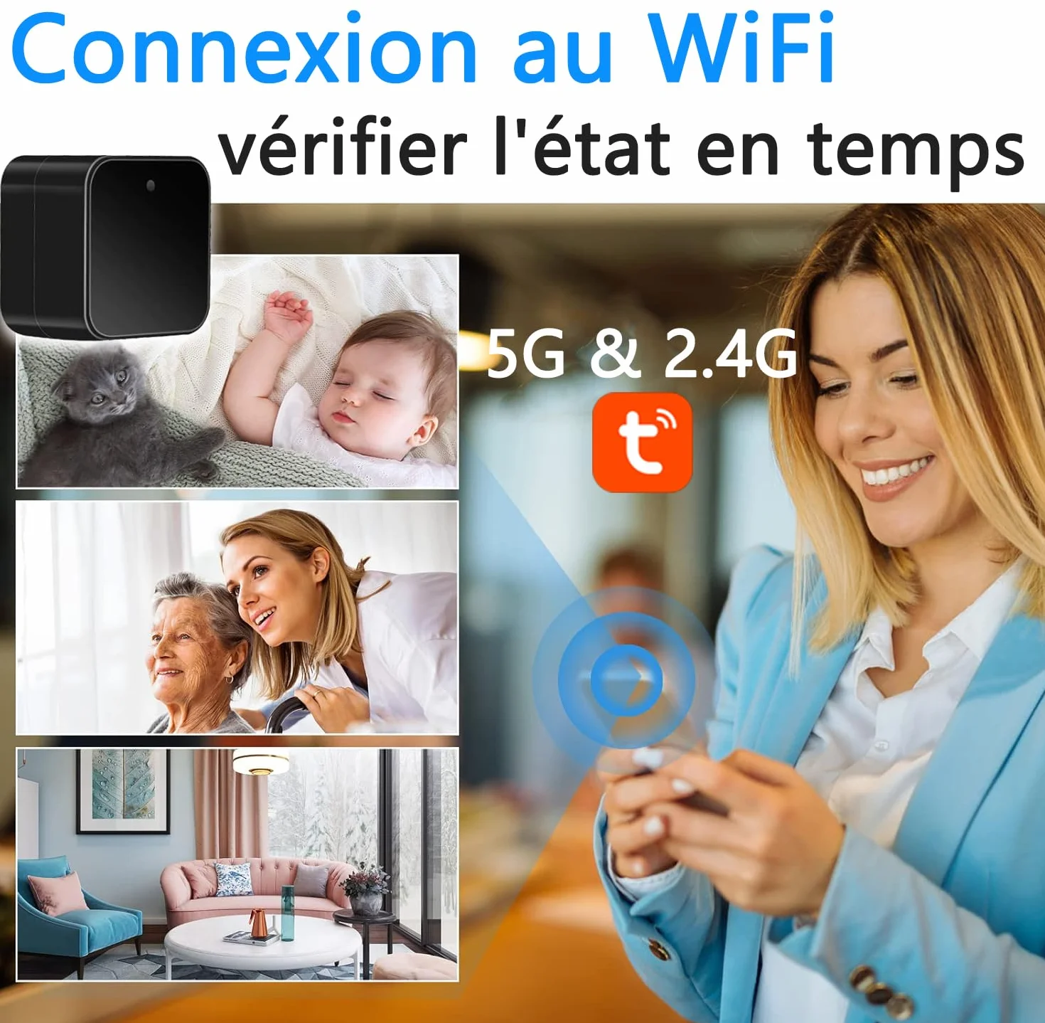 Mini ukryta kamera szpiegowska 5G/2,4G, niewidoczna kamera HD 1080P Microspia, przenośna mini kamera HD 1080P, kamera szpiegowska z wykrywaniem ruchu, przechowywanie w chmurze do domu, biura itp.