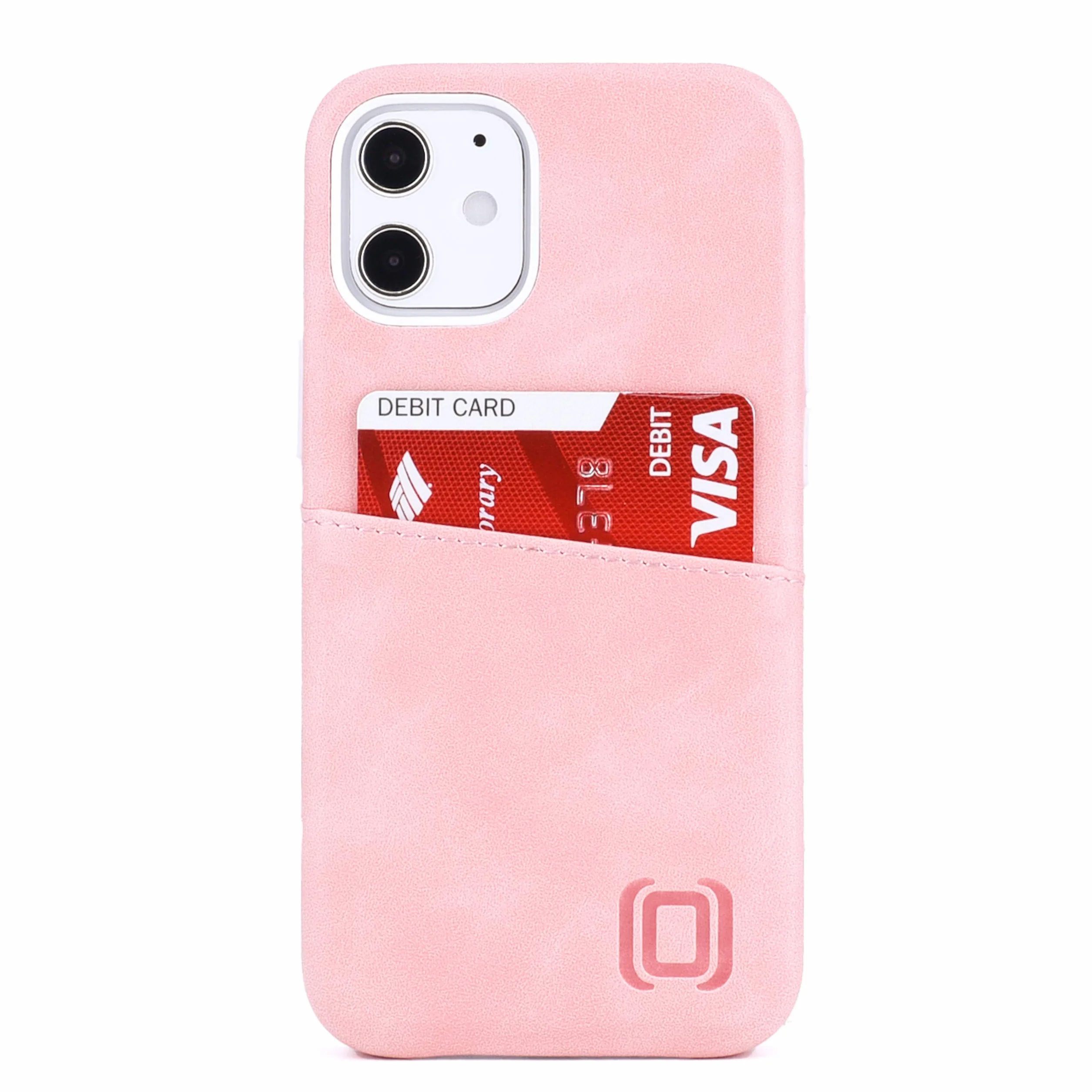Dockem Etui portfelowe na iPhone'a 12 mini: wbudowana metalowa płytka do montażu magnetycznego i 1 uchwyt na kartę kredytową: 13.7 cm Exec M2, gładka skóra syntetyczna (różowy)