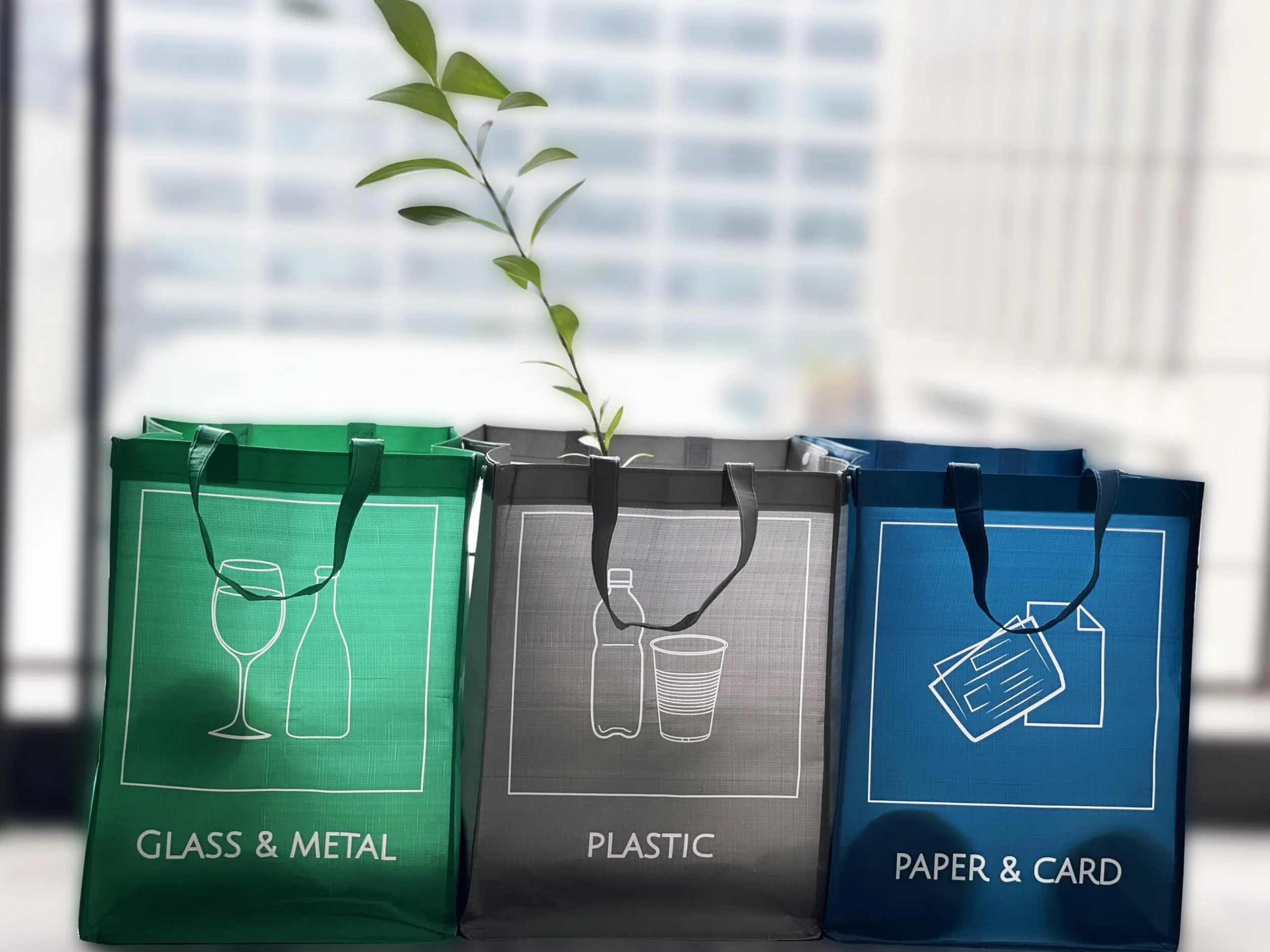 Sacs de tri sélectif réutilisables pack de 3, organisateur de tri, poubelles de recyclage étanches